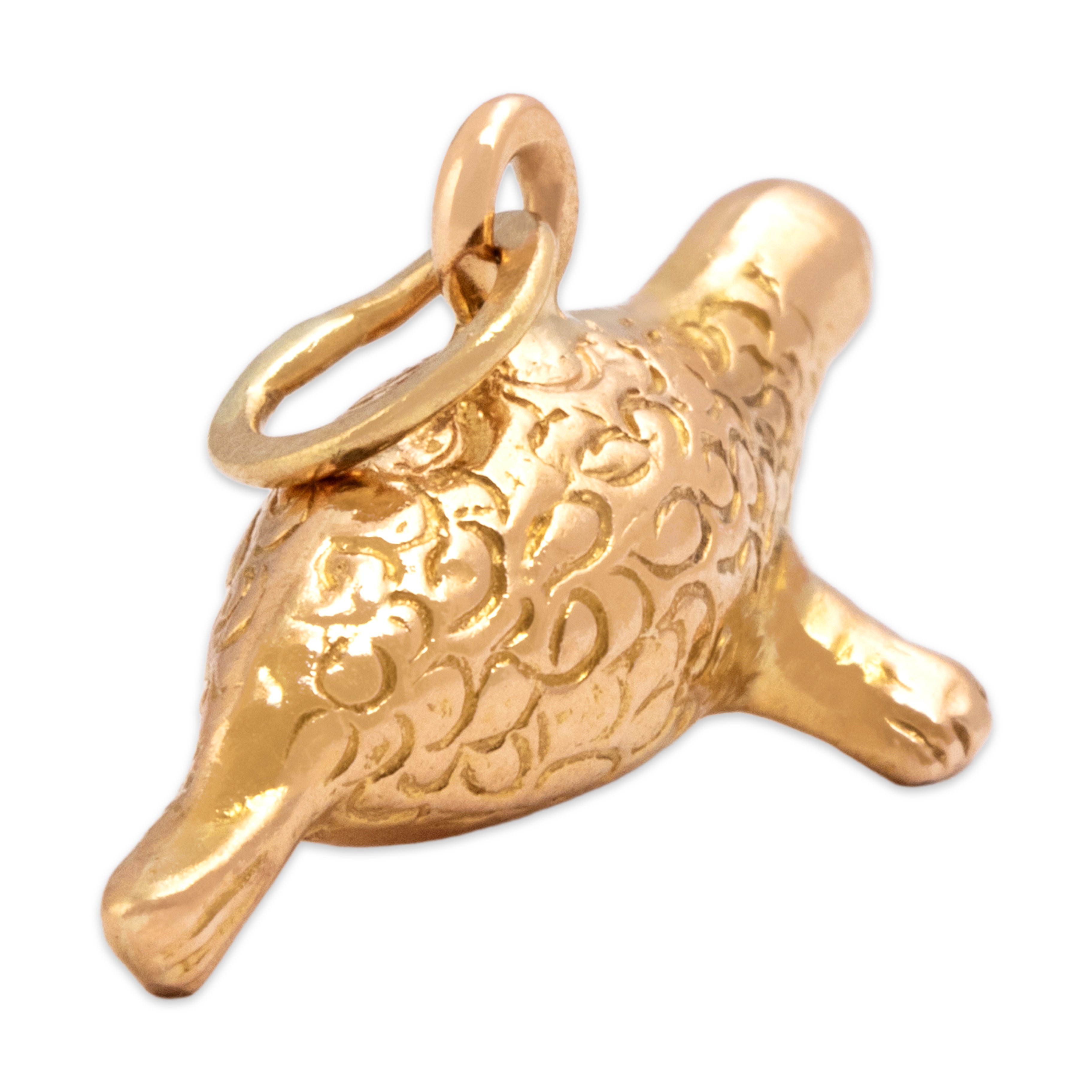 Vintage Portuguese 19k Rosy Yellow Gold Adorable Textured Puffy Seal Charm / Pendant - detail view #3