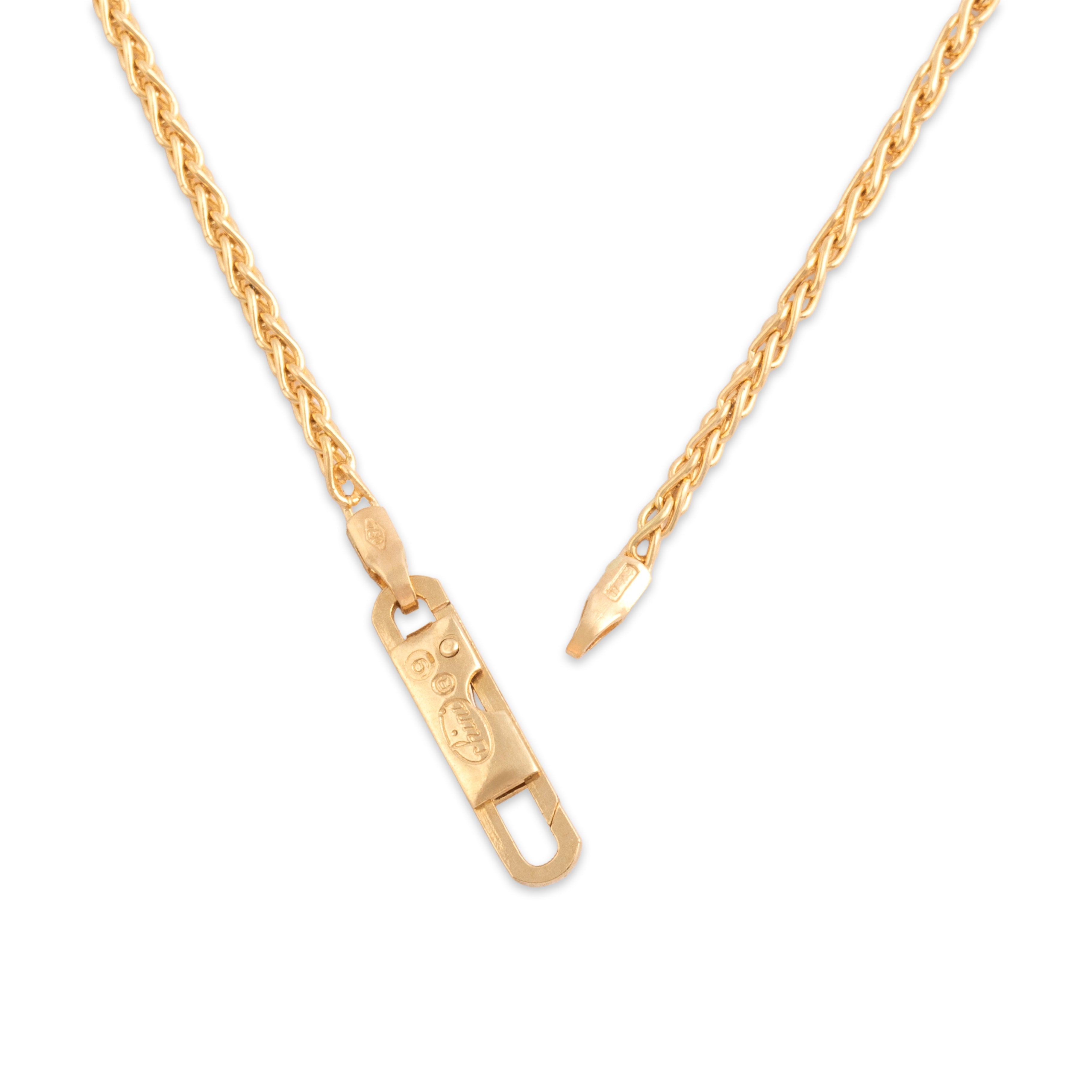 Vintage Italian 18k Yellow Gold 1.5mm Fantastic Wheat Chain - clasp view