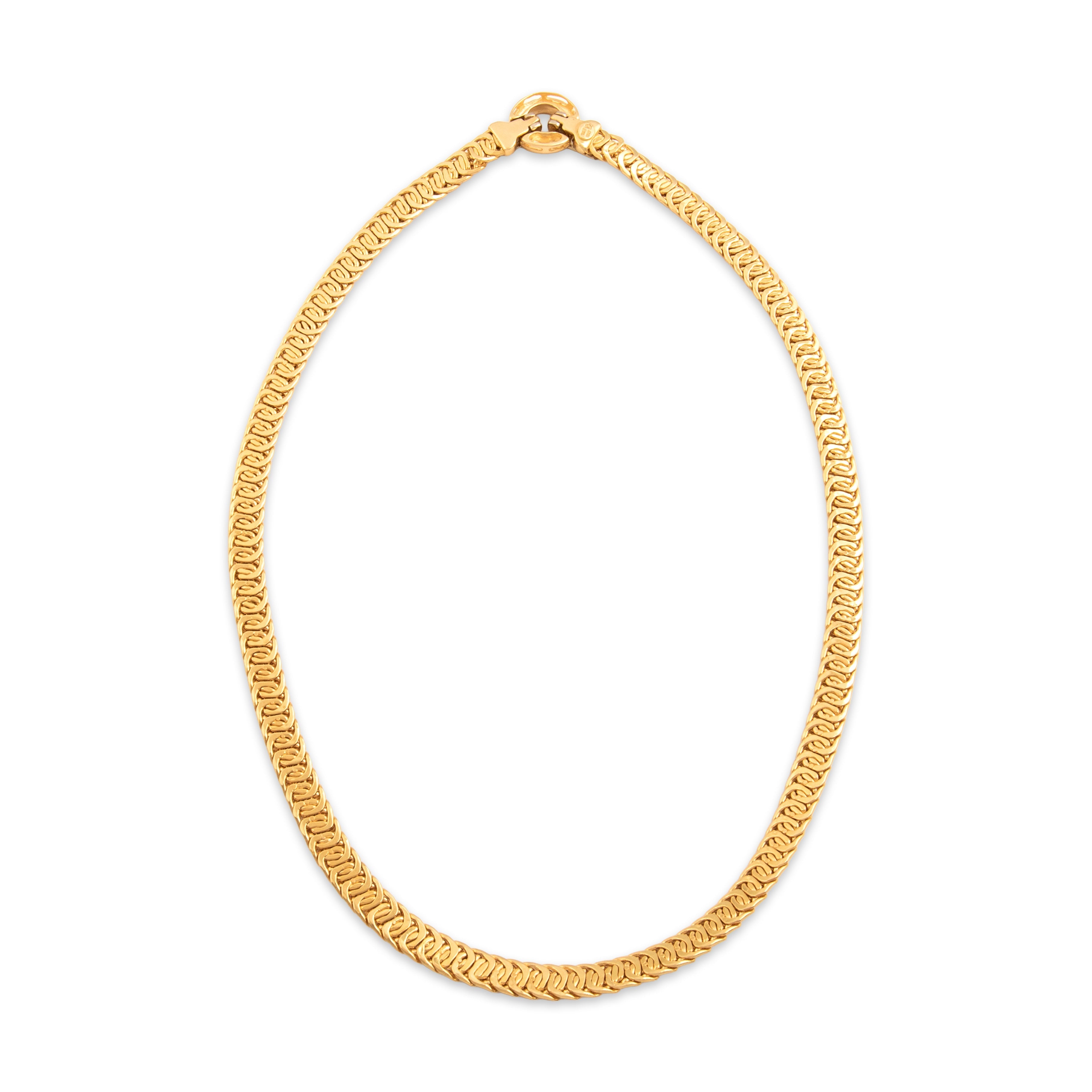 Vintage Italian 18k Yellow & White Gold Dual Opening Flat Artistic Link Necklace - Overall view