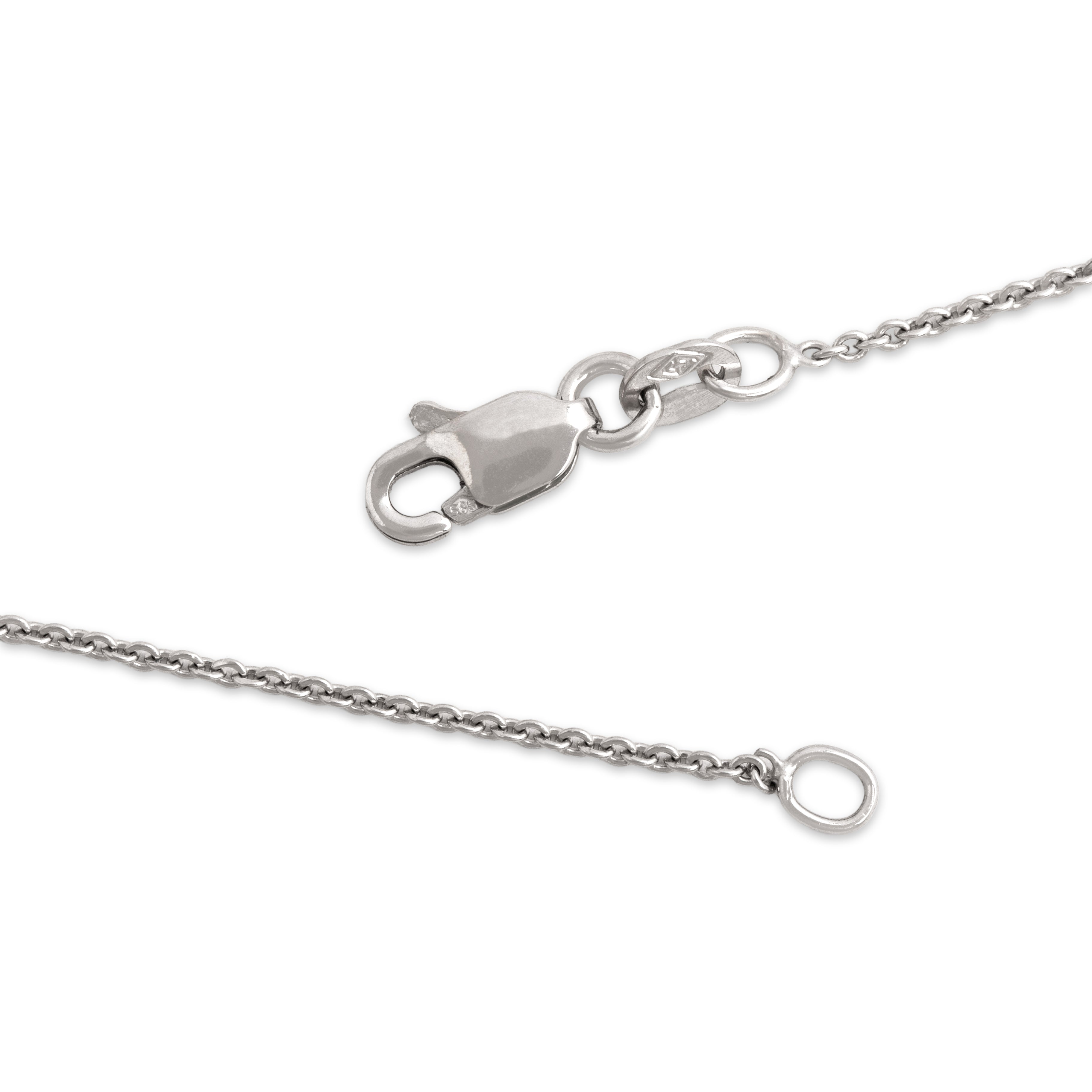 Vintage Italian 14k White Gold 1.1mm Sleek Cable Chain - clasp view