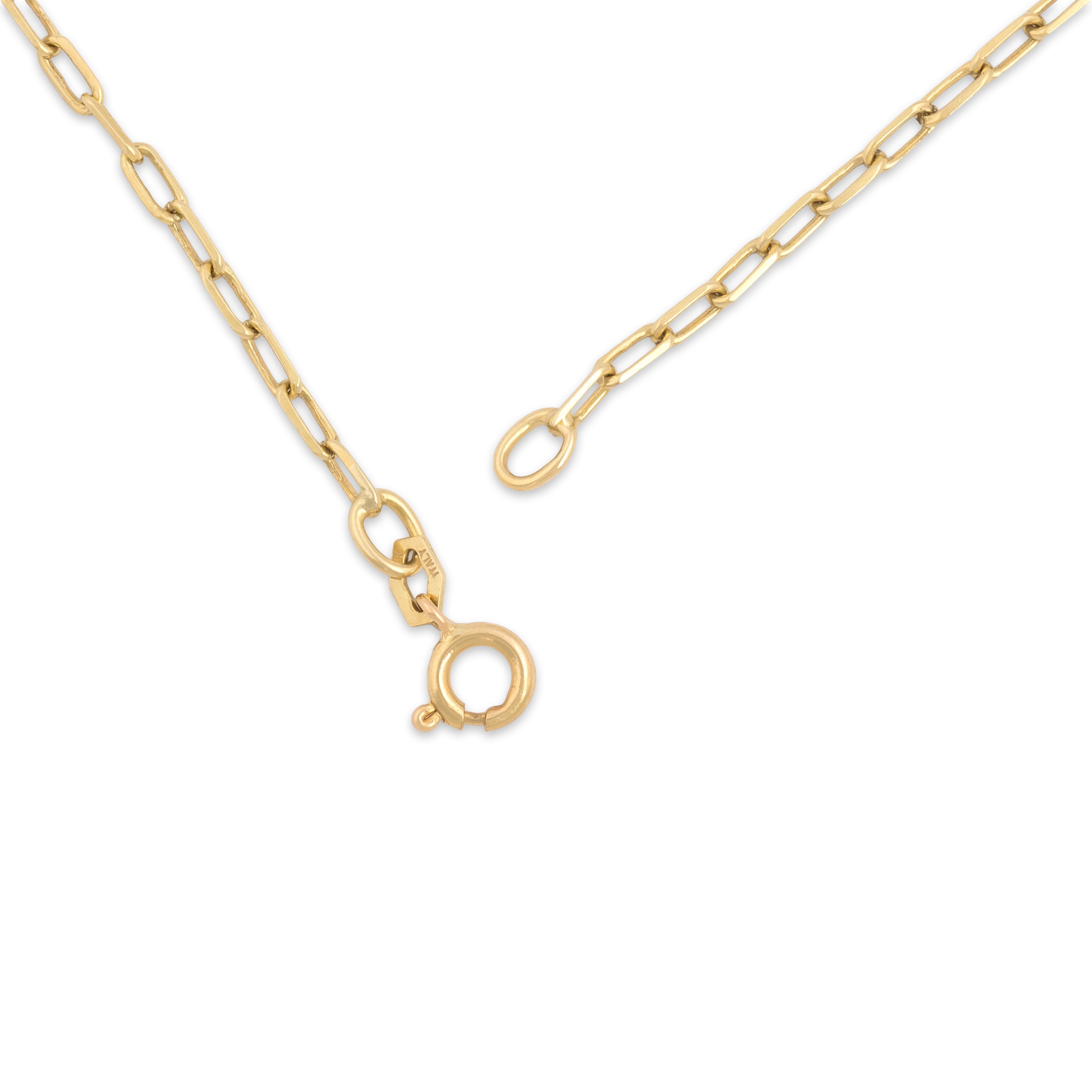 Vintage Italian 14k Yellow Gold 2.7mm Dimensional Paperclip Link Chain - clasp view