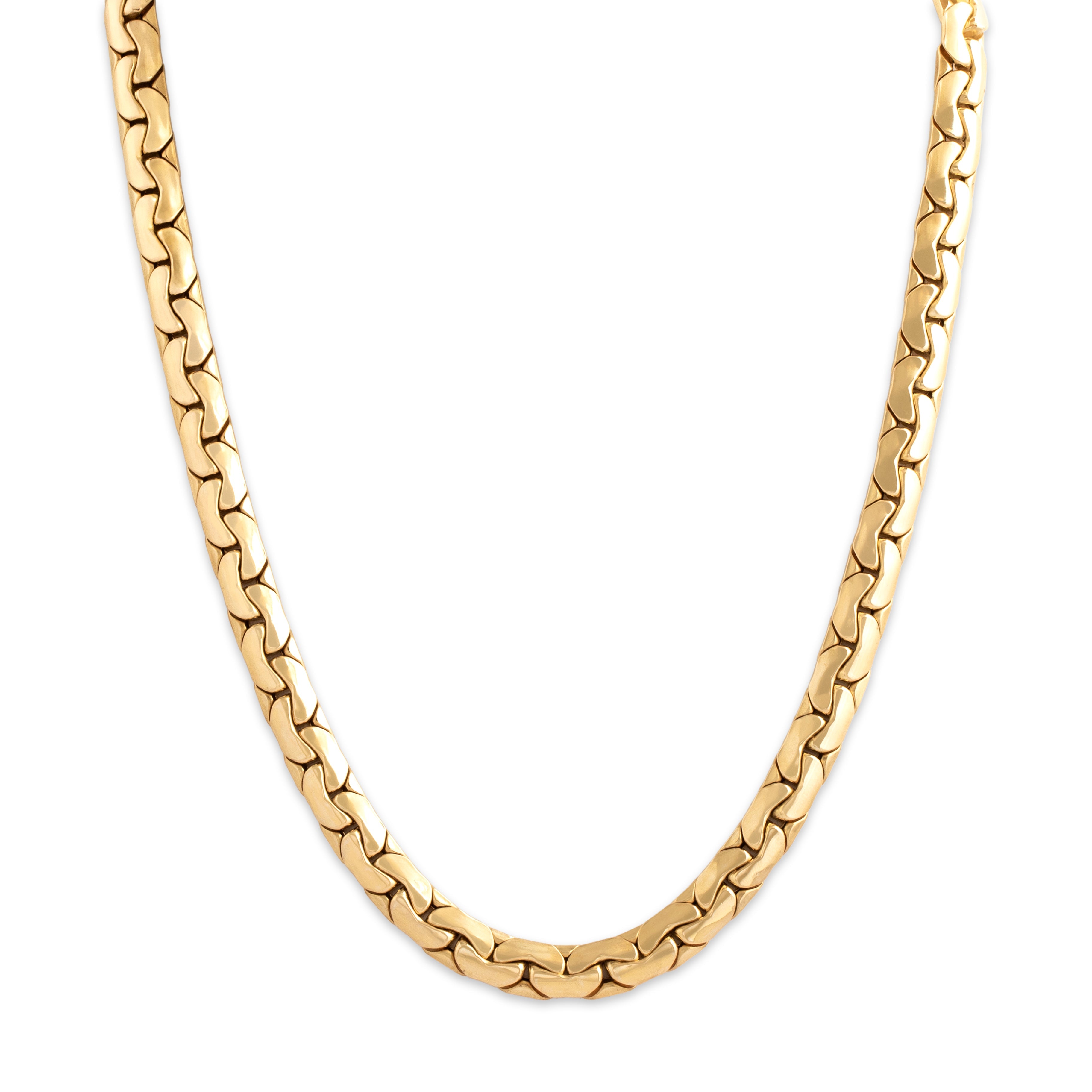 Vintage Italian Heavy 18k Yellow Gold .53cttw Dark Blue Sapphire C-Link Necklace - detail view #1