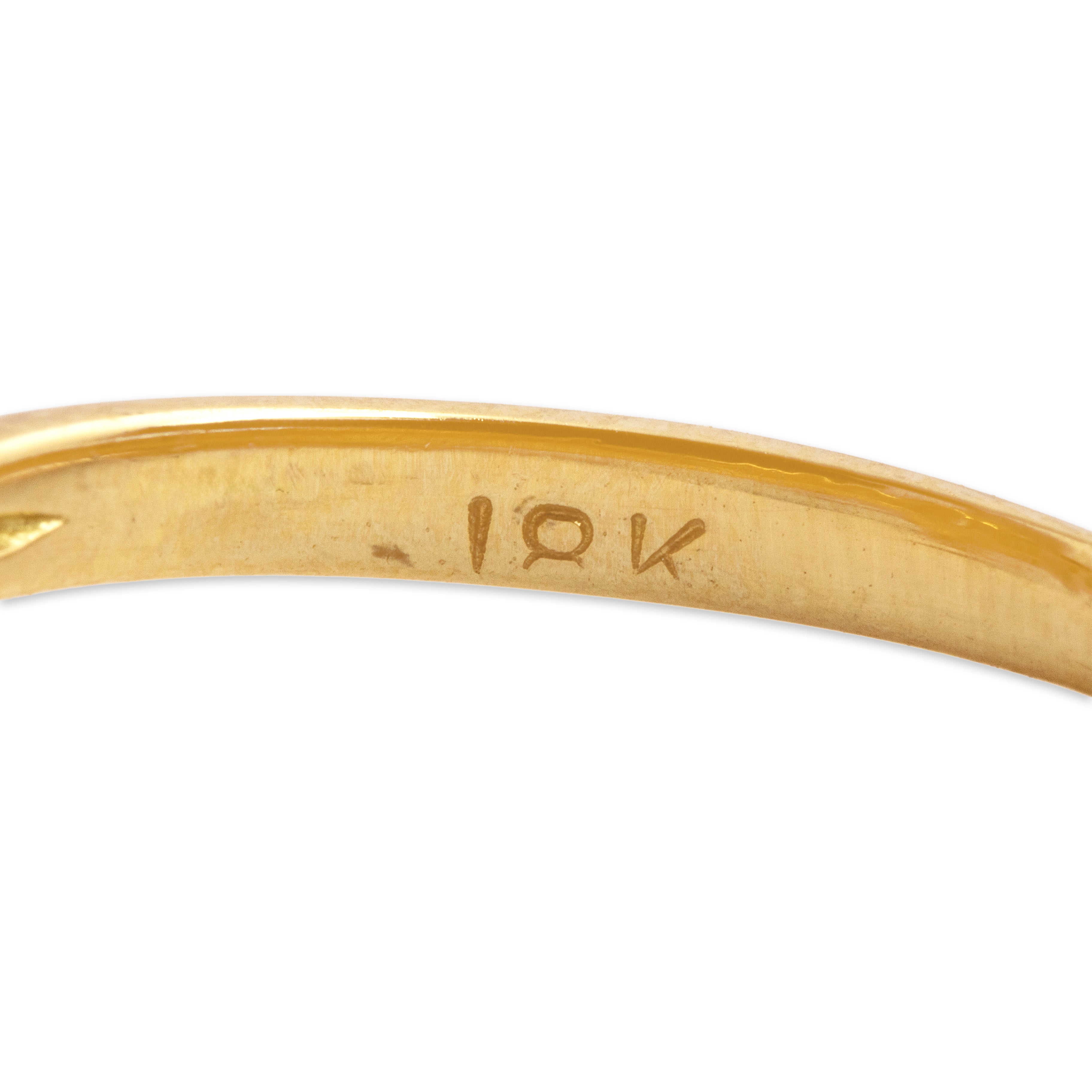 Vintage 18k Yellow Gold Diamond Glittering Pear Halo Ring - Hallmark view