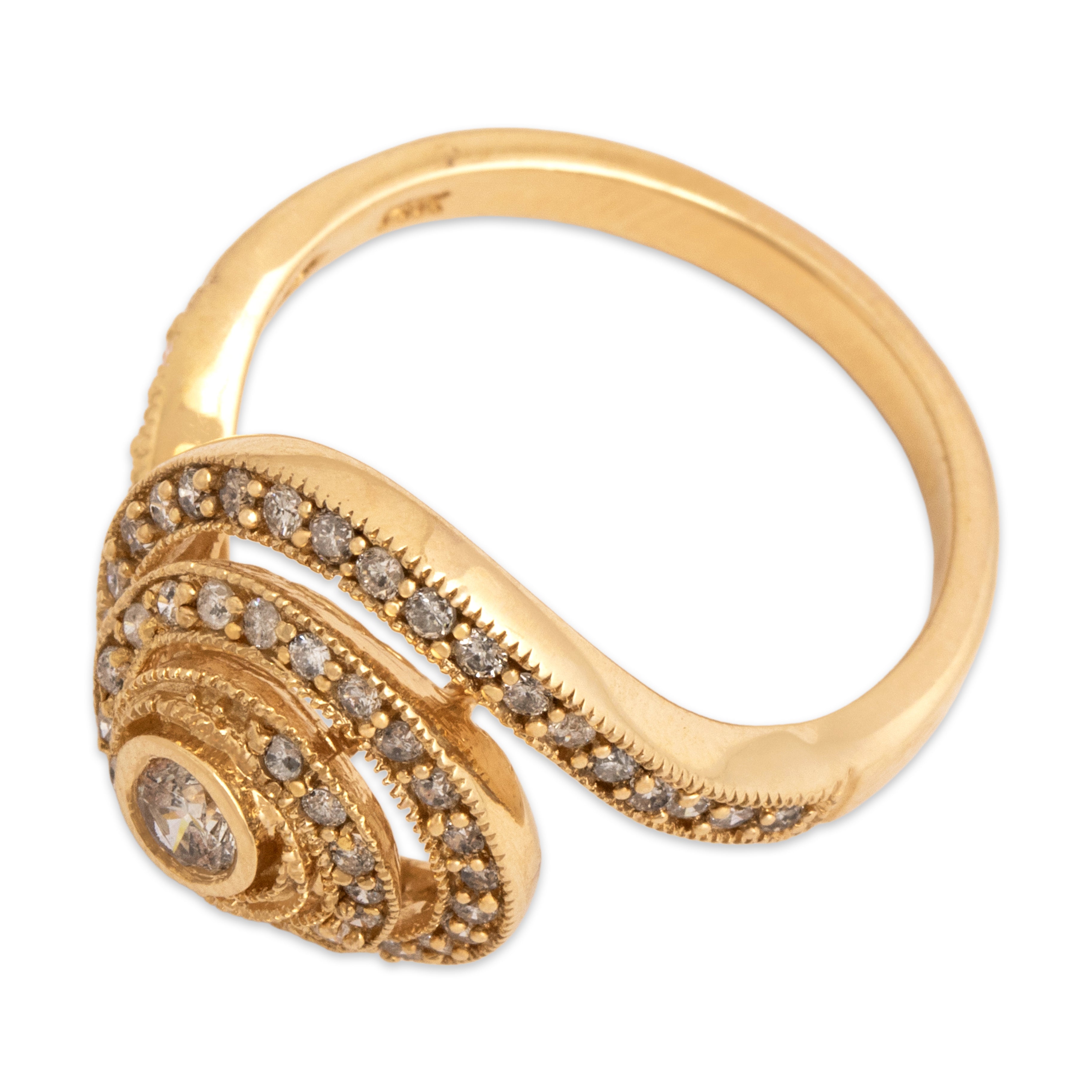 Vintage 14k Yellow Gold .57cttw Diamond Swirling Pave Dome Ring - Overall view