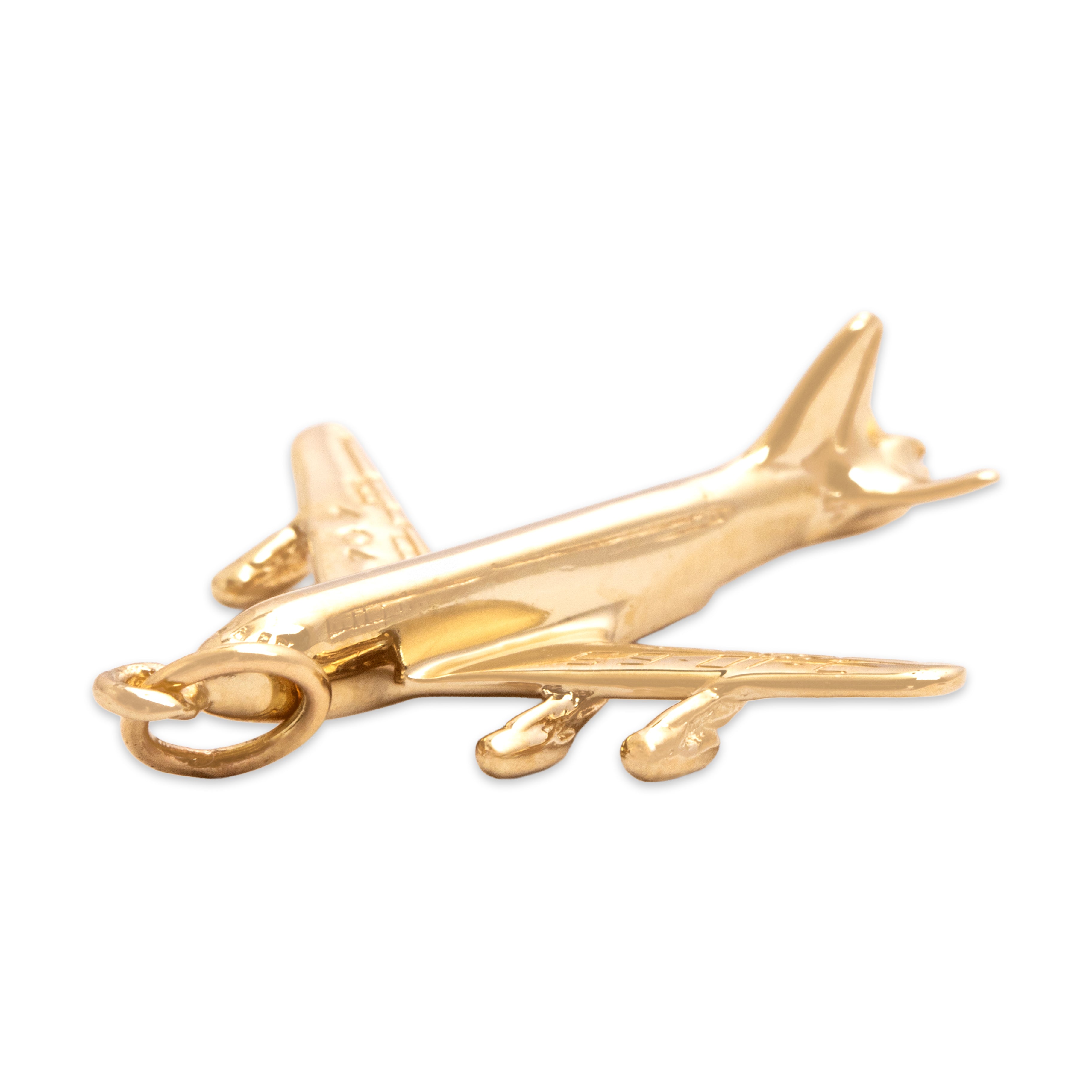 Vintage 14k Yellow Gold 707 Airplane Charm / Pendant - detail view #1
