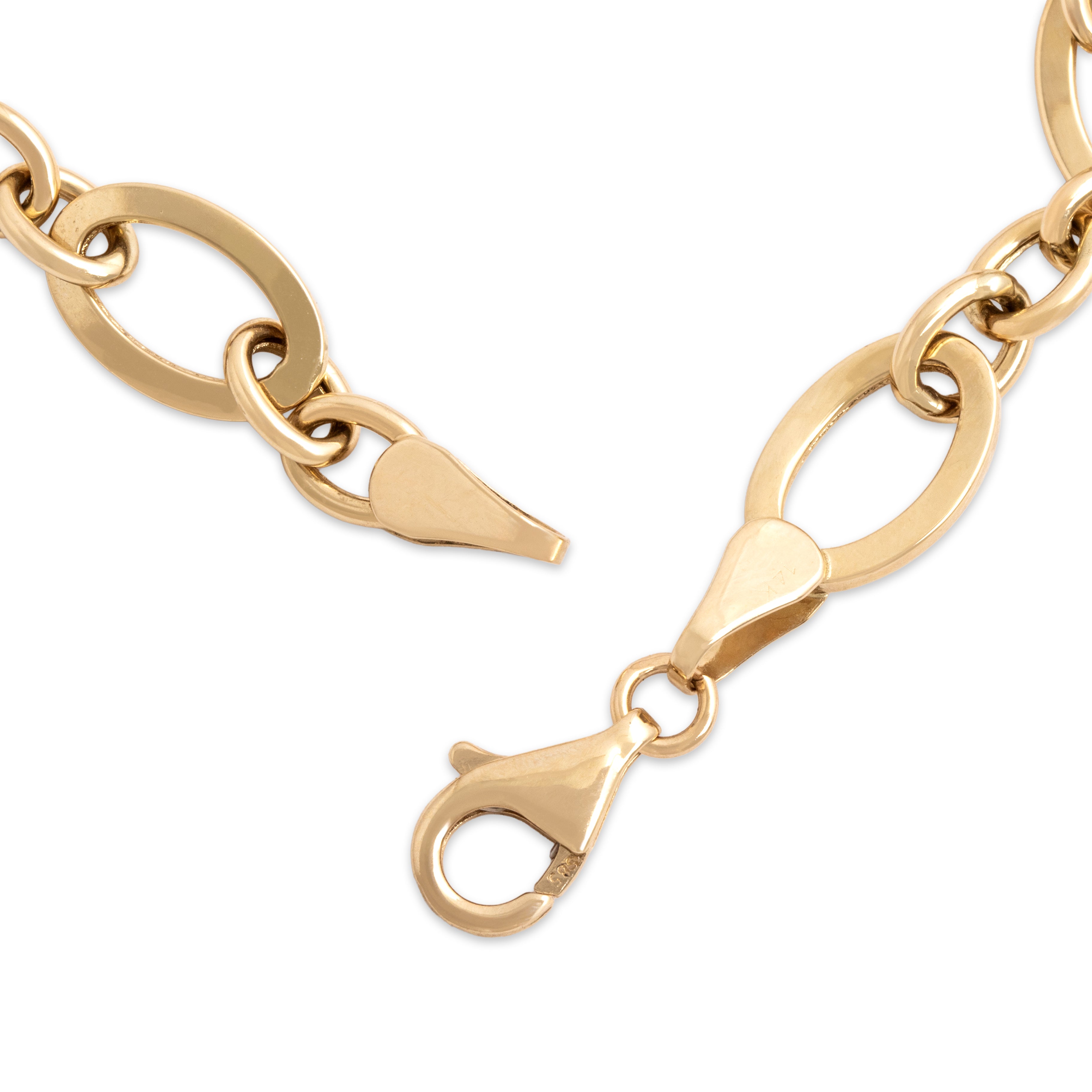 Vintage Lightweight 14k Yellow Gold Chic Mixed Link Bracelet - clasp view