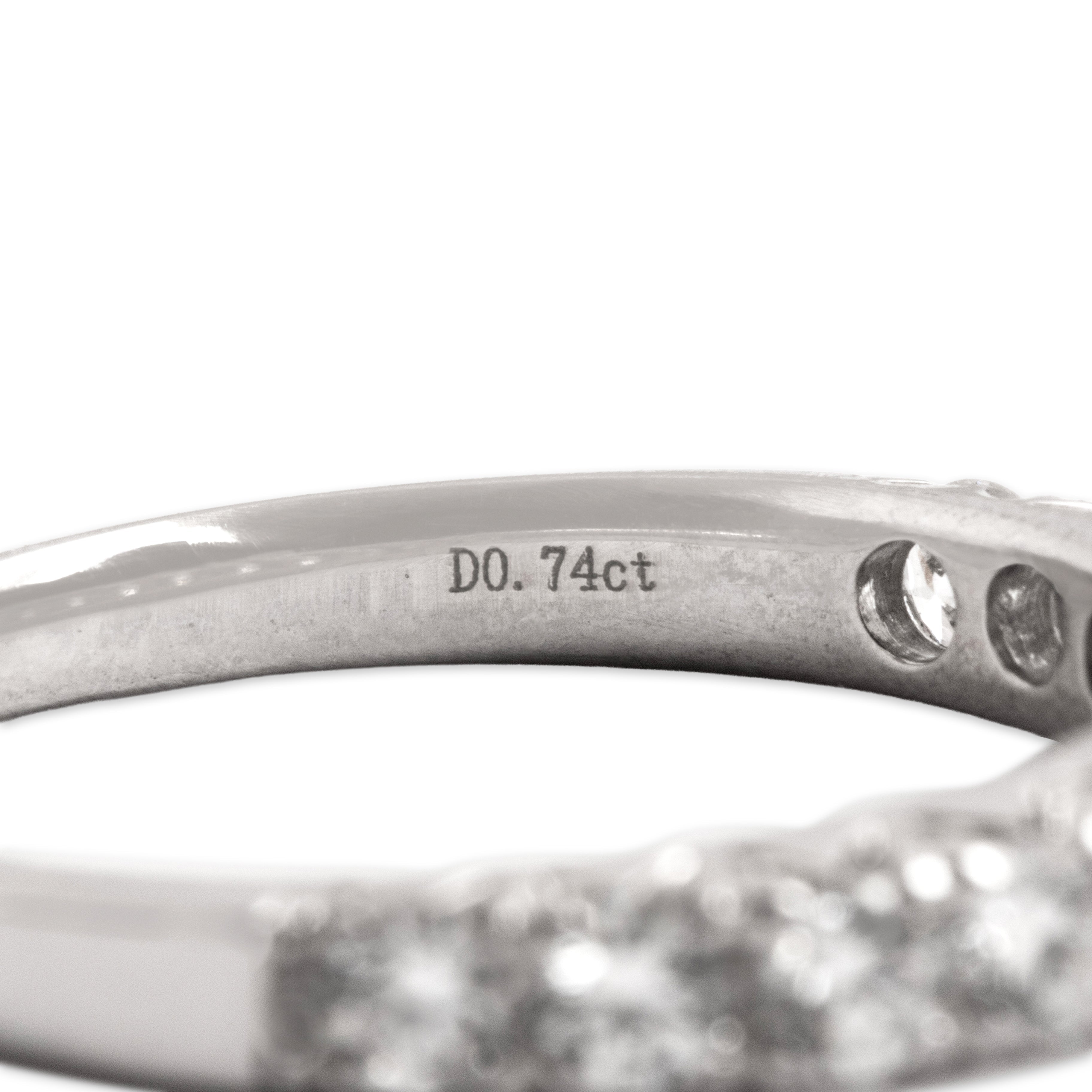 Estate 18k White Gold [Custom Carat] Graduated Sparkling Line Band Ring - Hallmark view