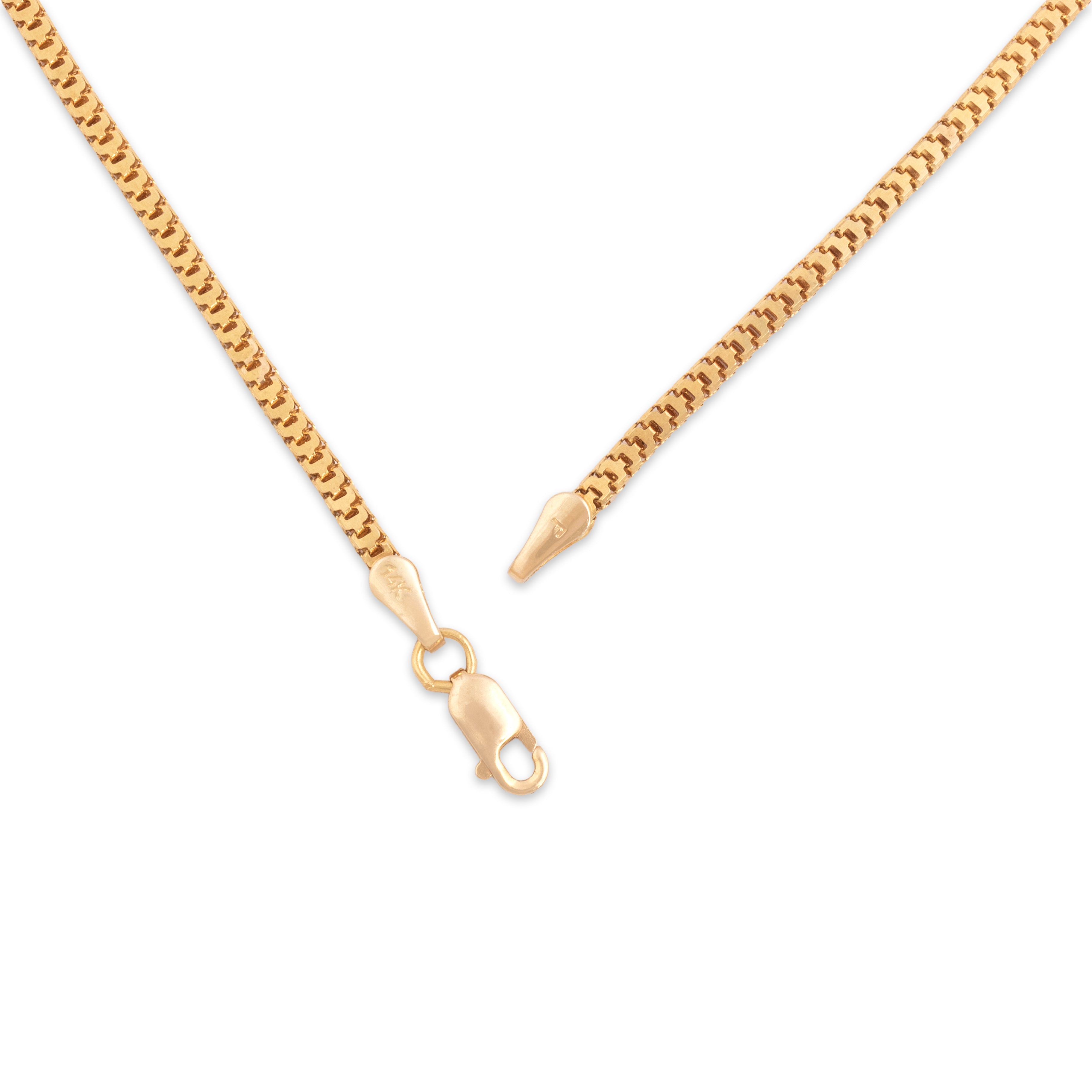 Vintage 14k Yellow Gold 1.9mm Stunning Sinuous Dimensional Box Chain - clasp view