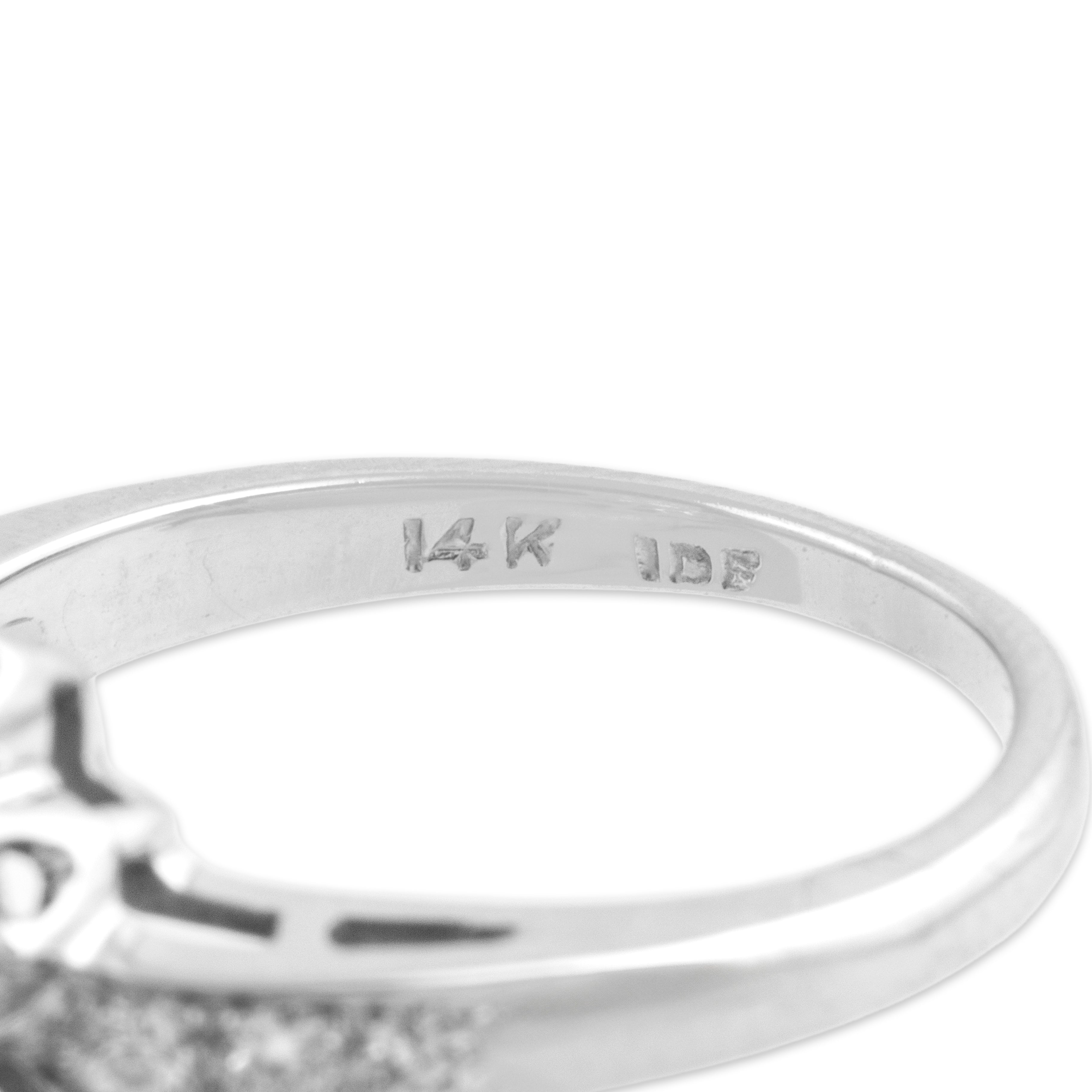 Vintage 14k White Gold 1.17cttw Old European Cut Diamond Superb Dazzling Cluster Ring - Hallmark view