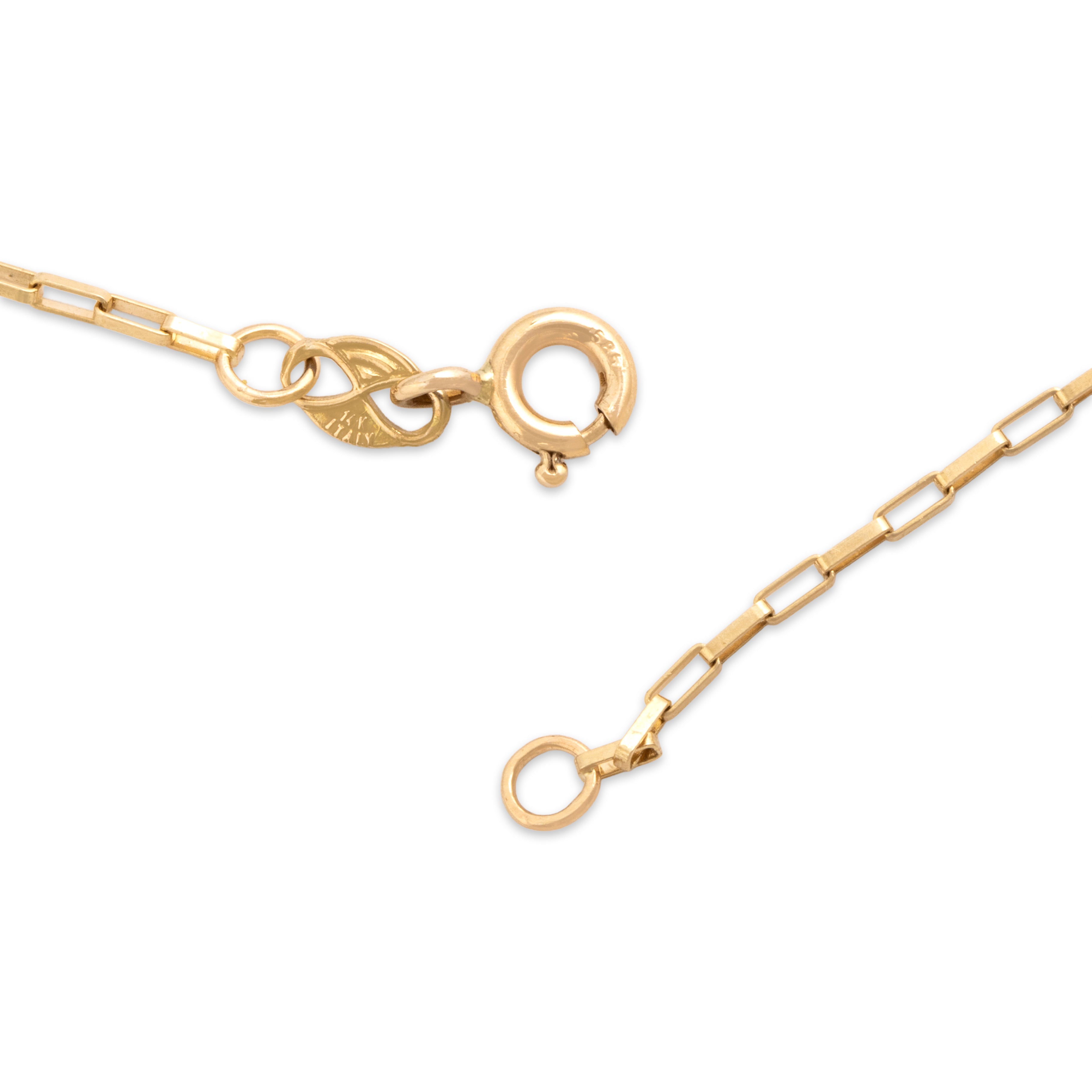 Vintage Italian 14k Yellow Gold 1.2mm Sleek Long Delicate Rectangular Link Chain - clasp view