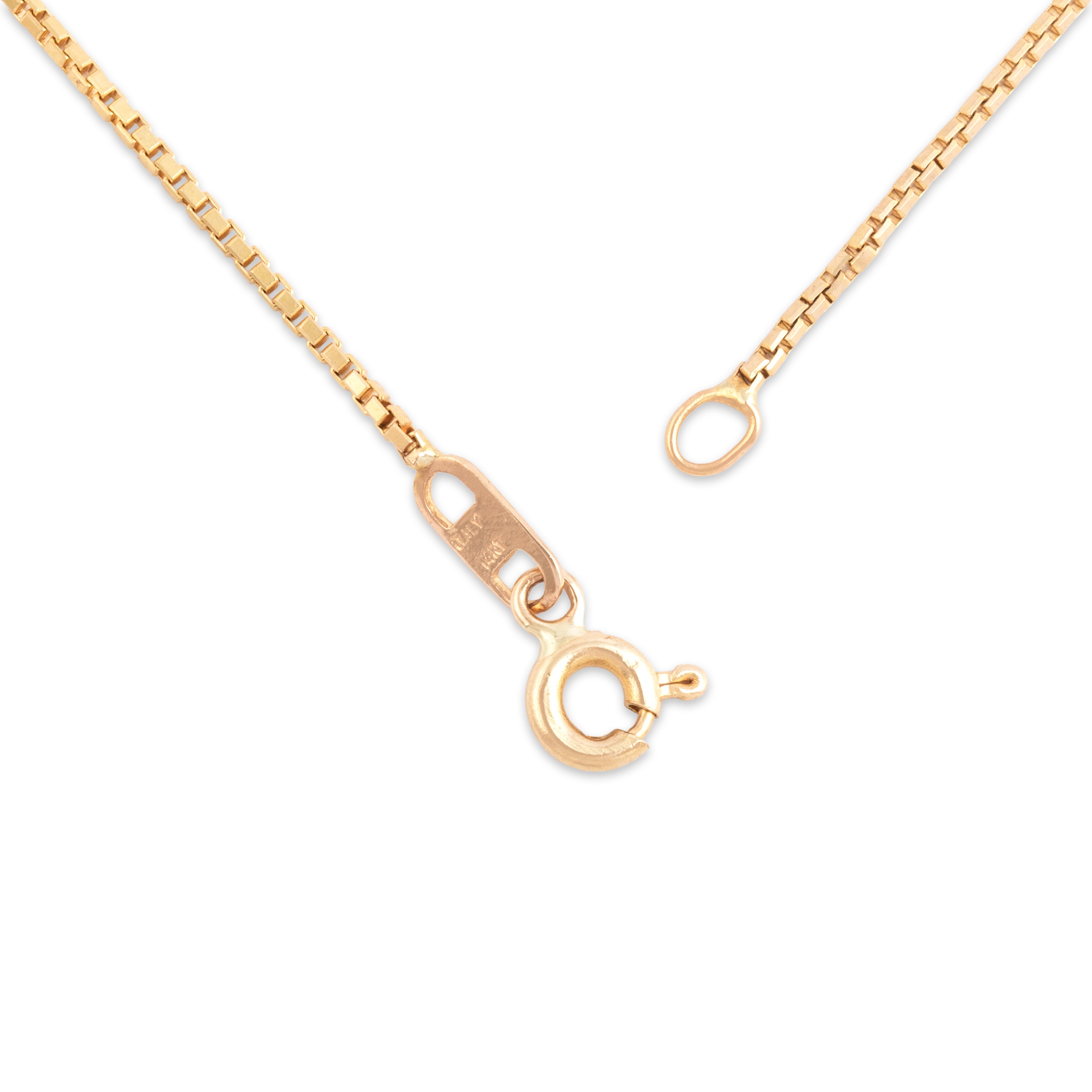 Vintage Italian 14k Yellow Gold 1.2mm Sleek Box Chain - clasp view