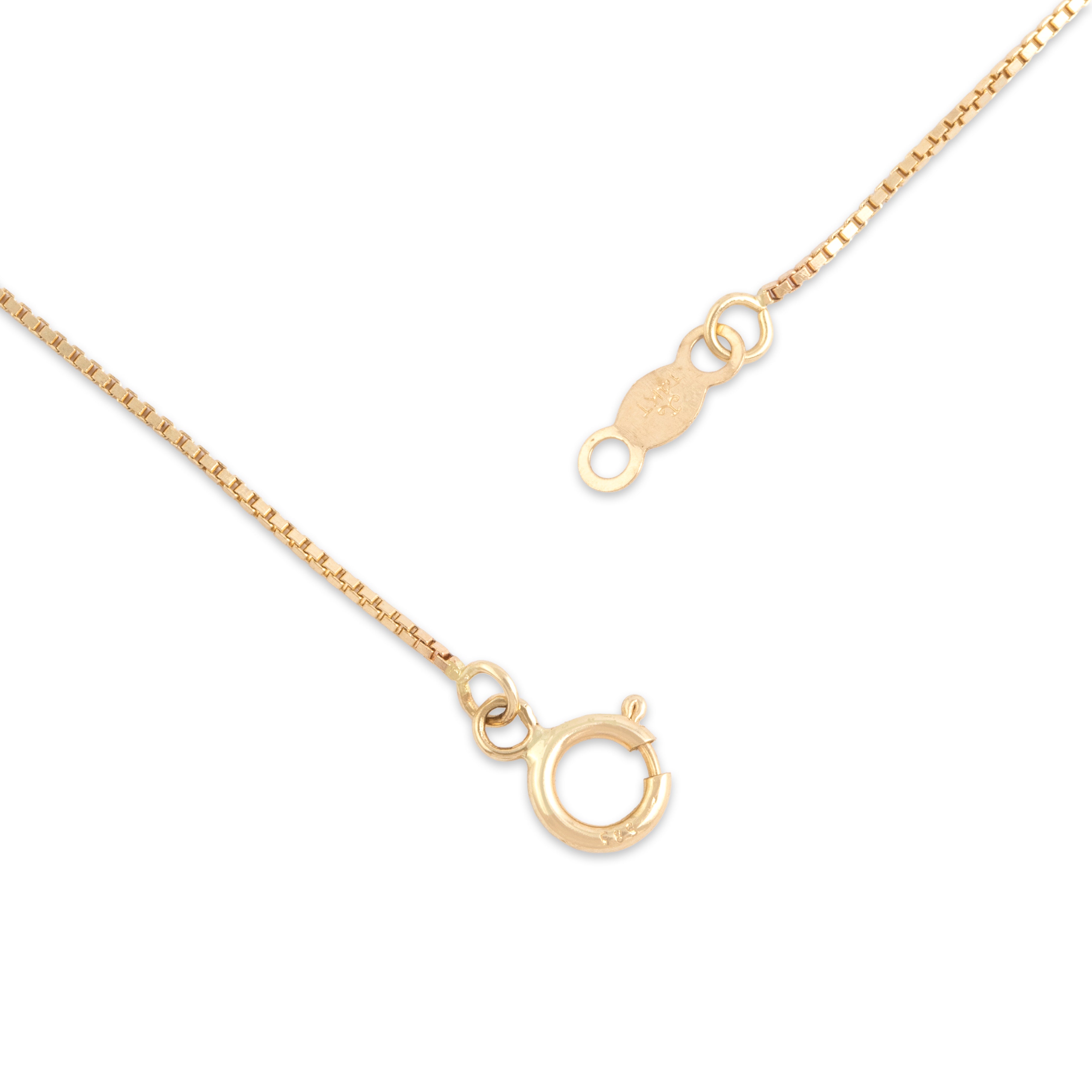Vintage 14k Yellow Gold .7mm Delicate Box Chain - clasp view
