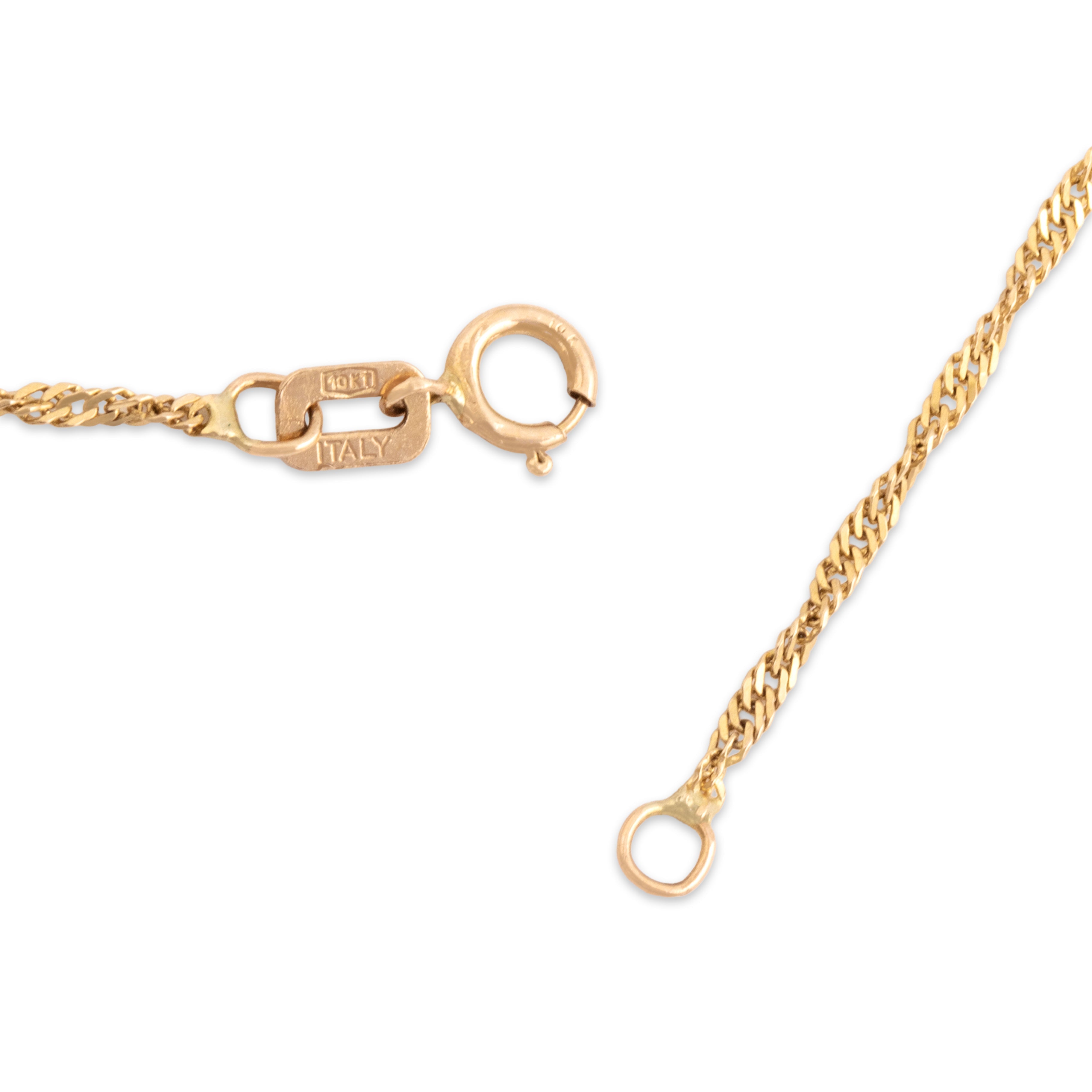 Vintage Italian Lightweight 10k Yellow Gold 1.3mm Flashing Spiral Link Chain - clasp view