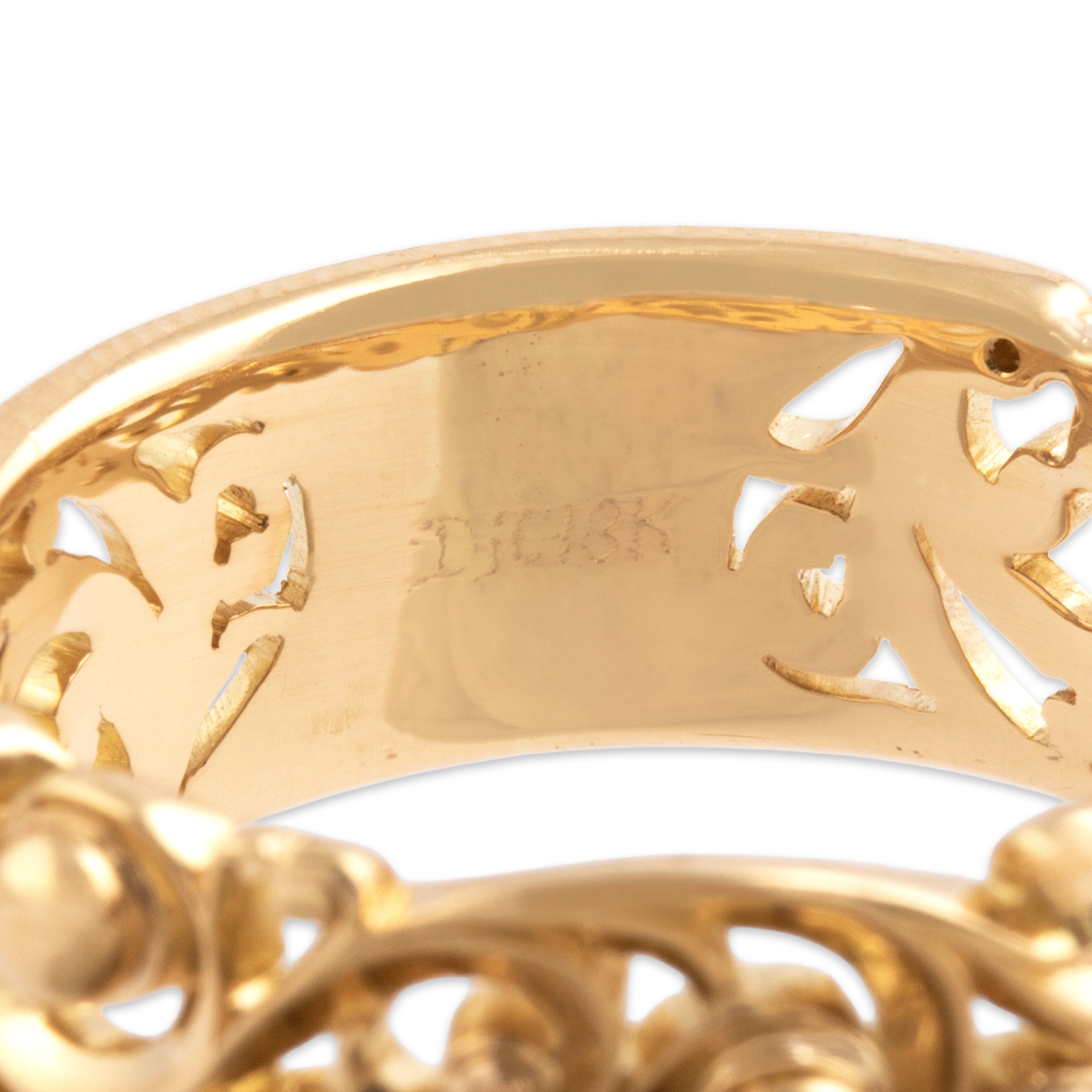 Vintage 18k Yellow Gold Open Natural Swirling Band Ring - Hallmark view