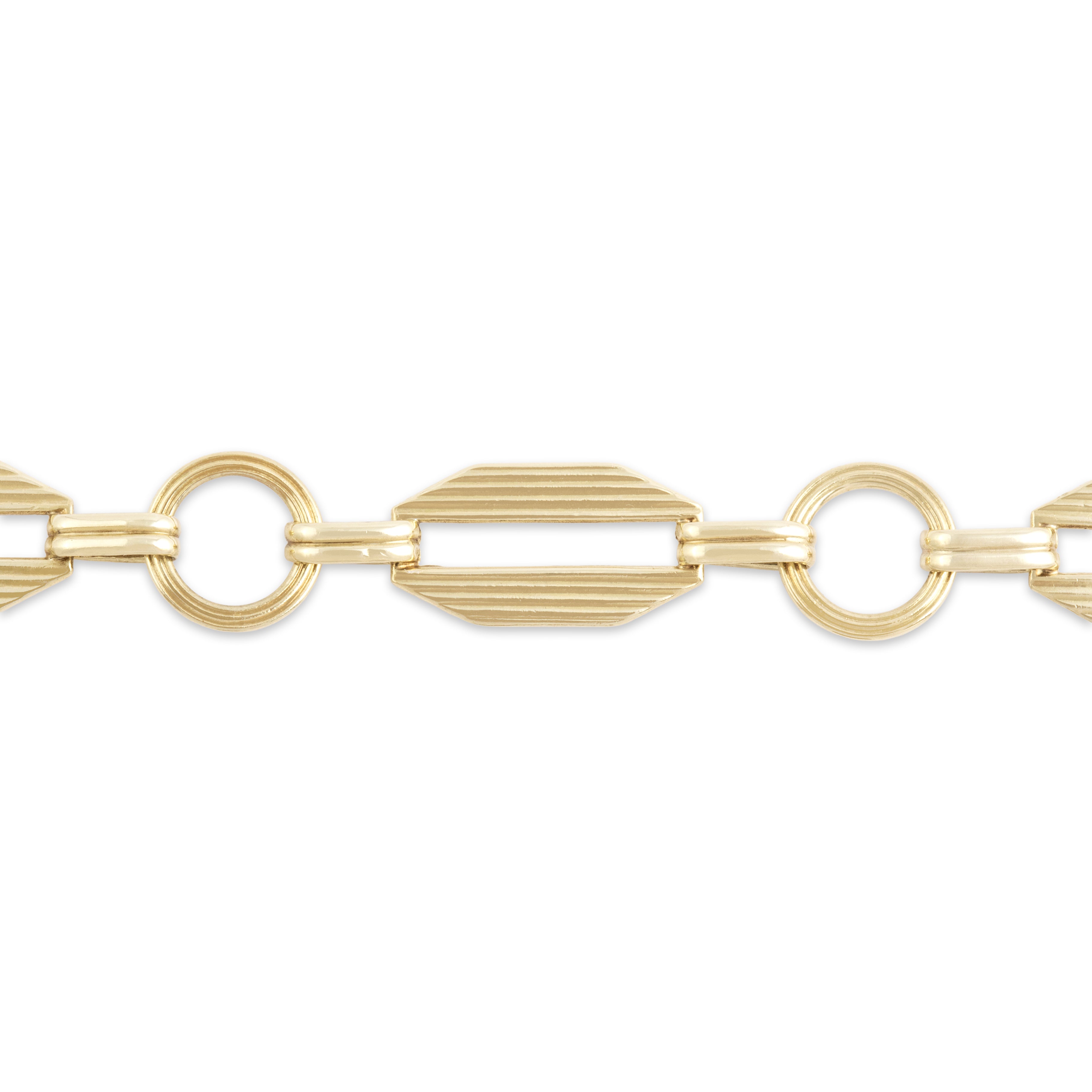 Vintage 14k Yellow Gold Textured Geometric Link Bracelet - detail view #1