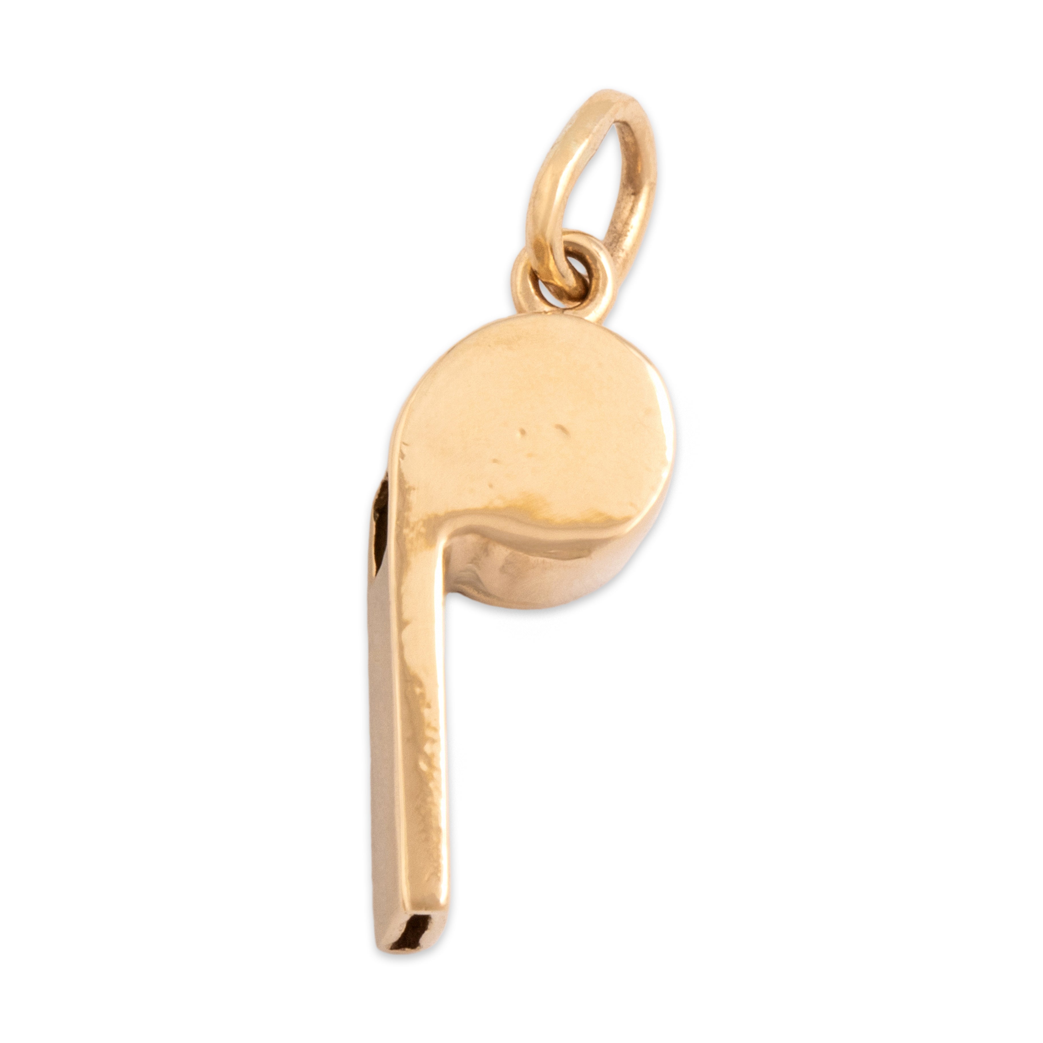 Vintage 14k Yellow Gold Adorable Functioning Whistle Charm / Pendant - detail view #2