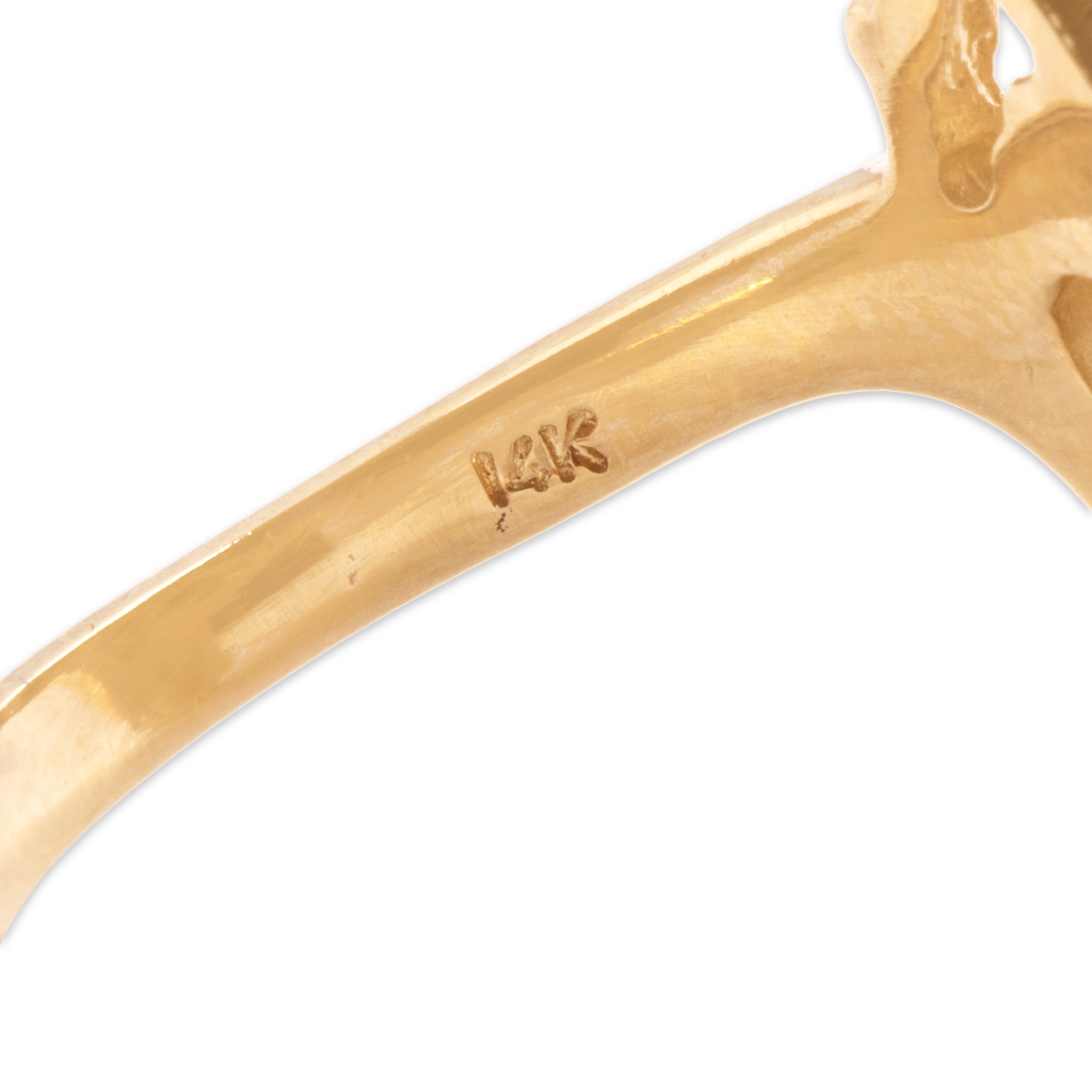 Vintage 14k Yellow Gold 1.33cttw Jade Diamond Bold Spray Ring - Hallmark view