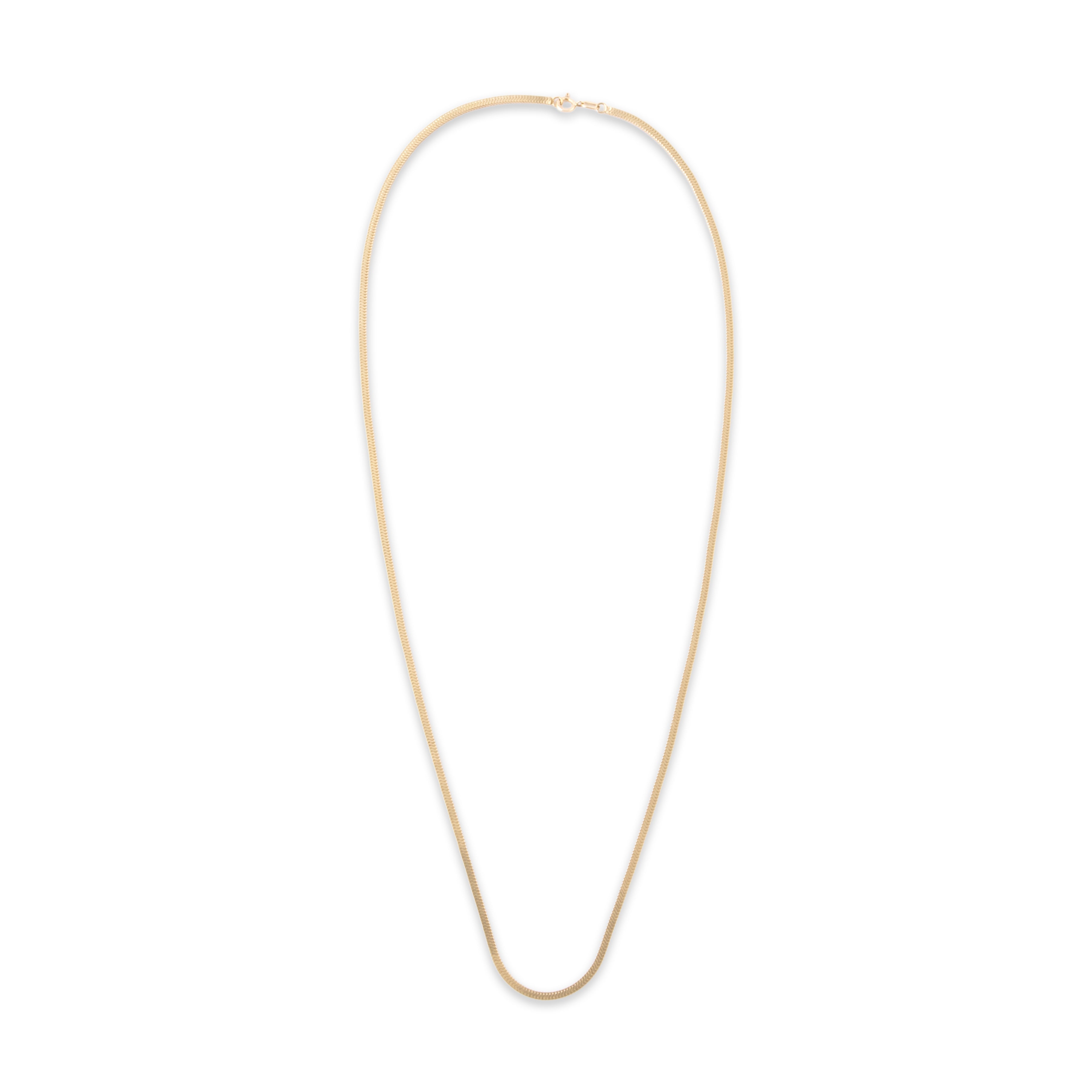 Vintage Substantial 14k Yellow Gold 2mm Squared Snake Chain - Overall view