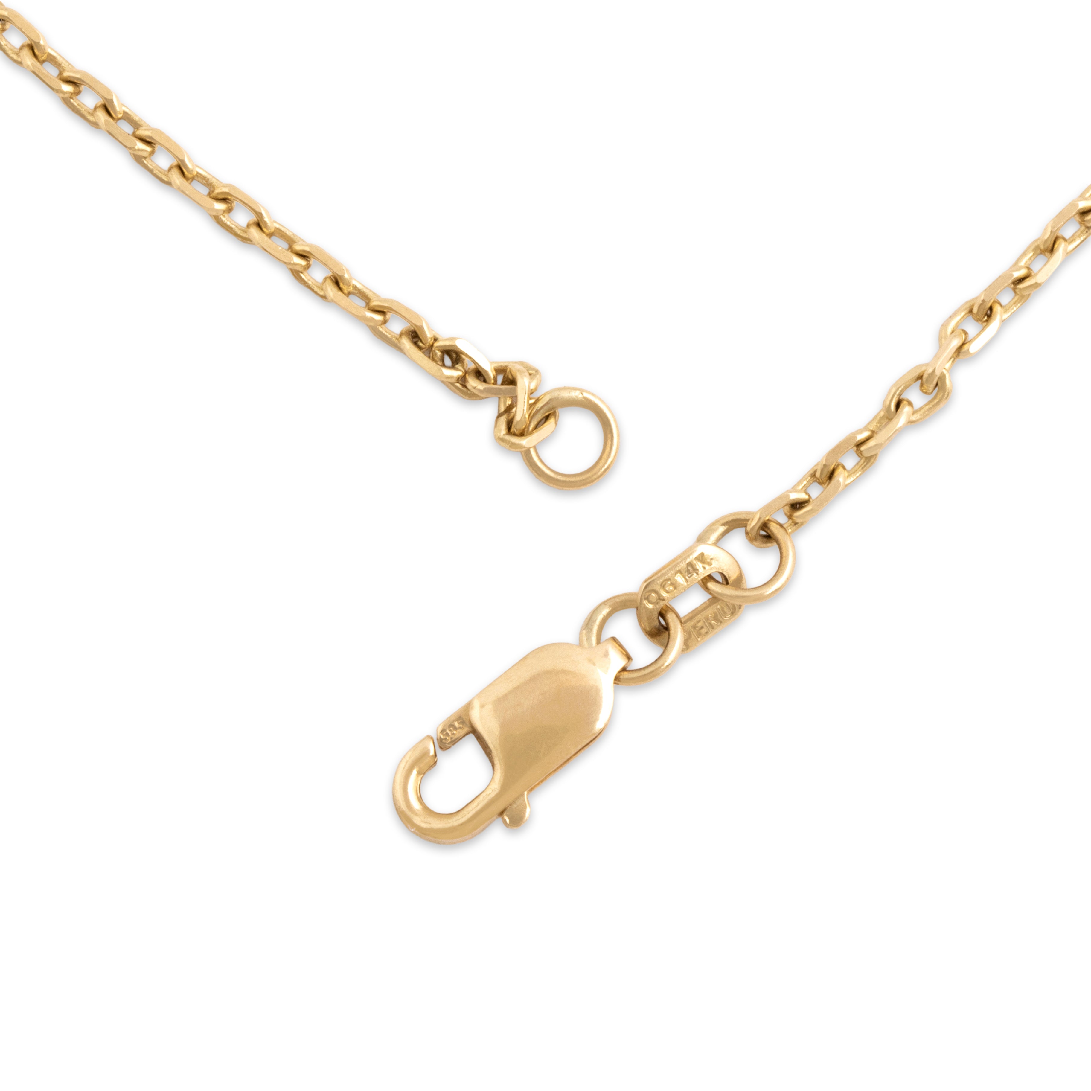 Vintage Peruvian 14k Yellow Gold 1.75mm Classic Cable Chain - clasp view