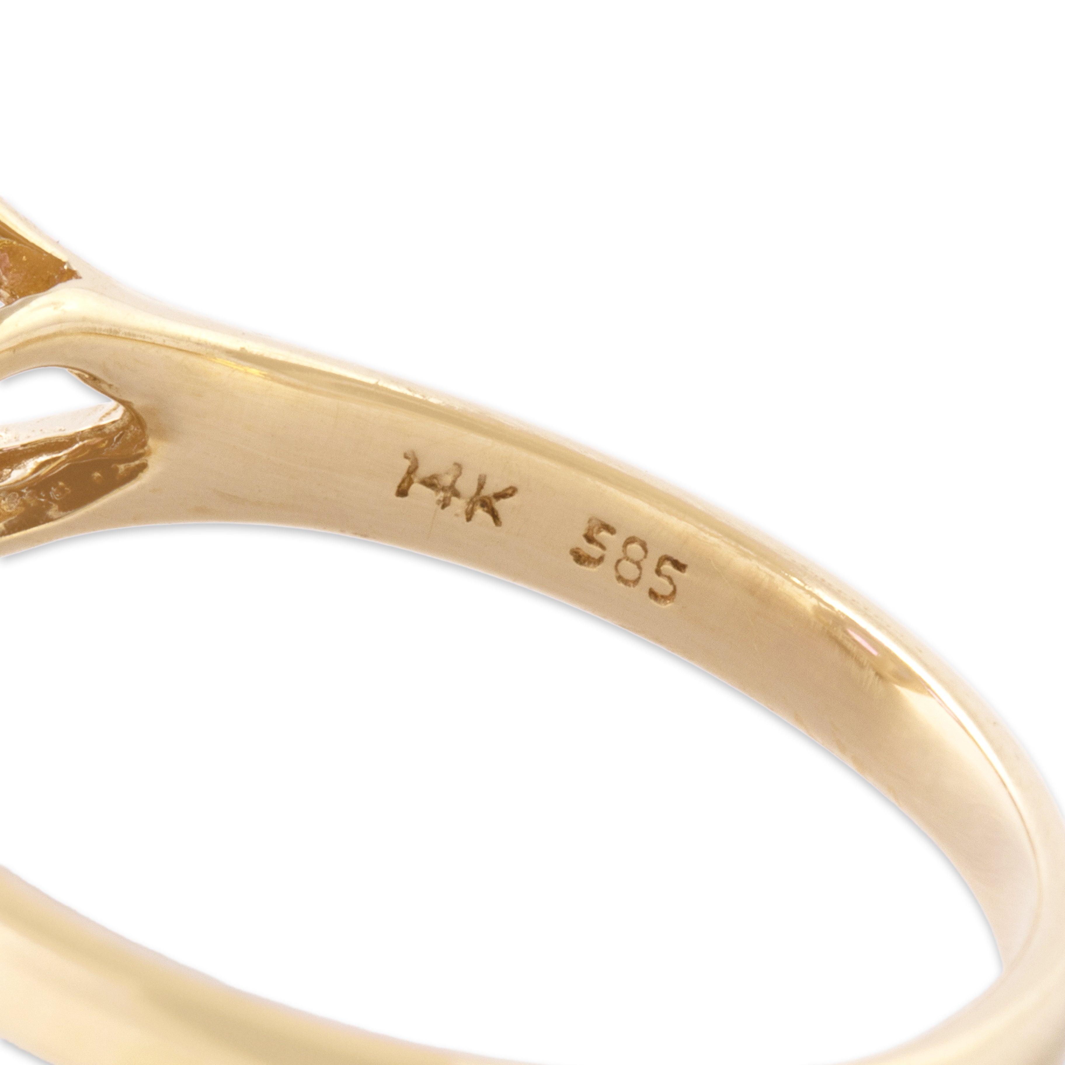 Vintage 14k Yellow Gold 1.42cttw Amethyst Diamond Lovely Heart Clover Ring - Hallmark view