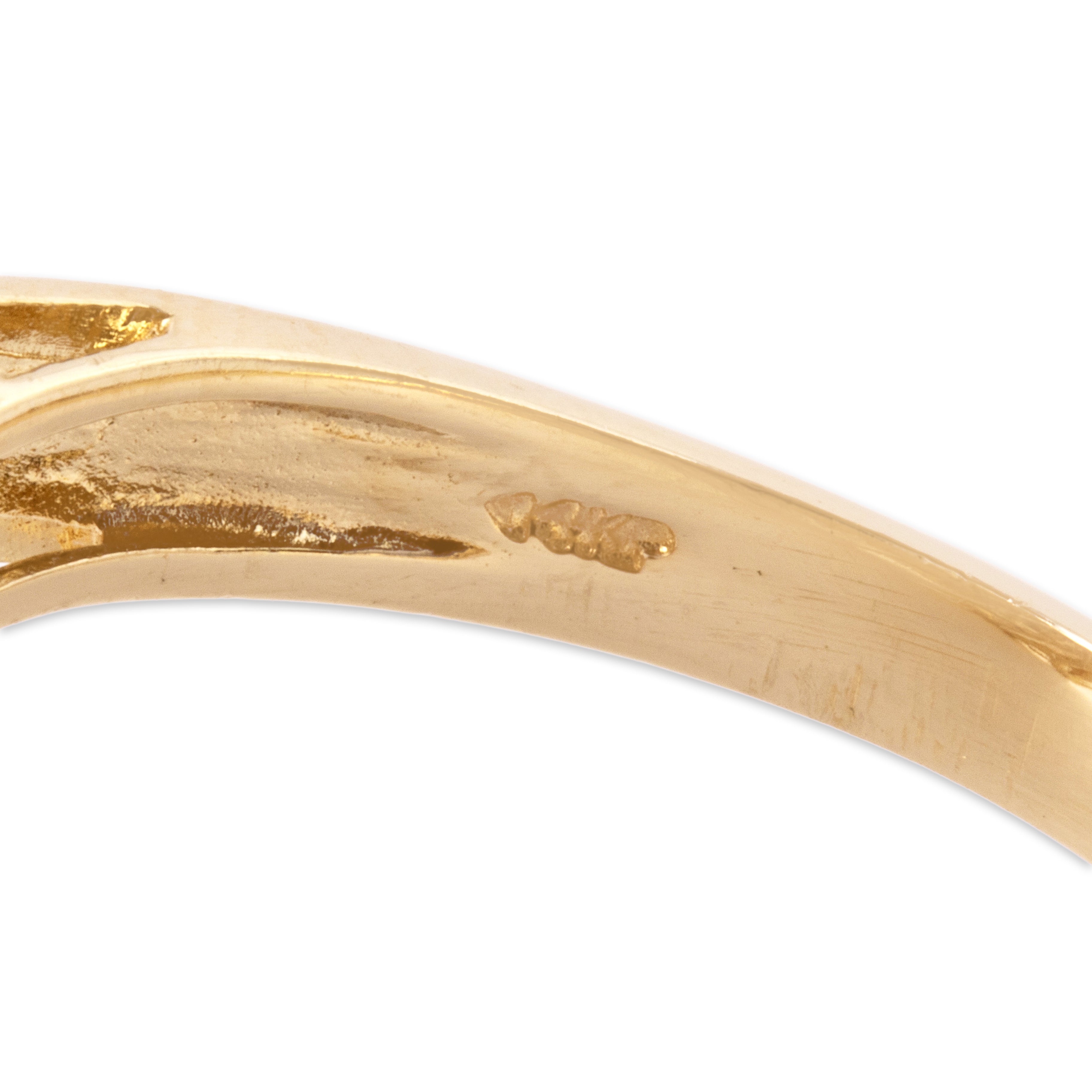 Vintage 14k Yellow Gold Diamond Ruby Waving Glittering Cascade Ring - Hallmark view