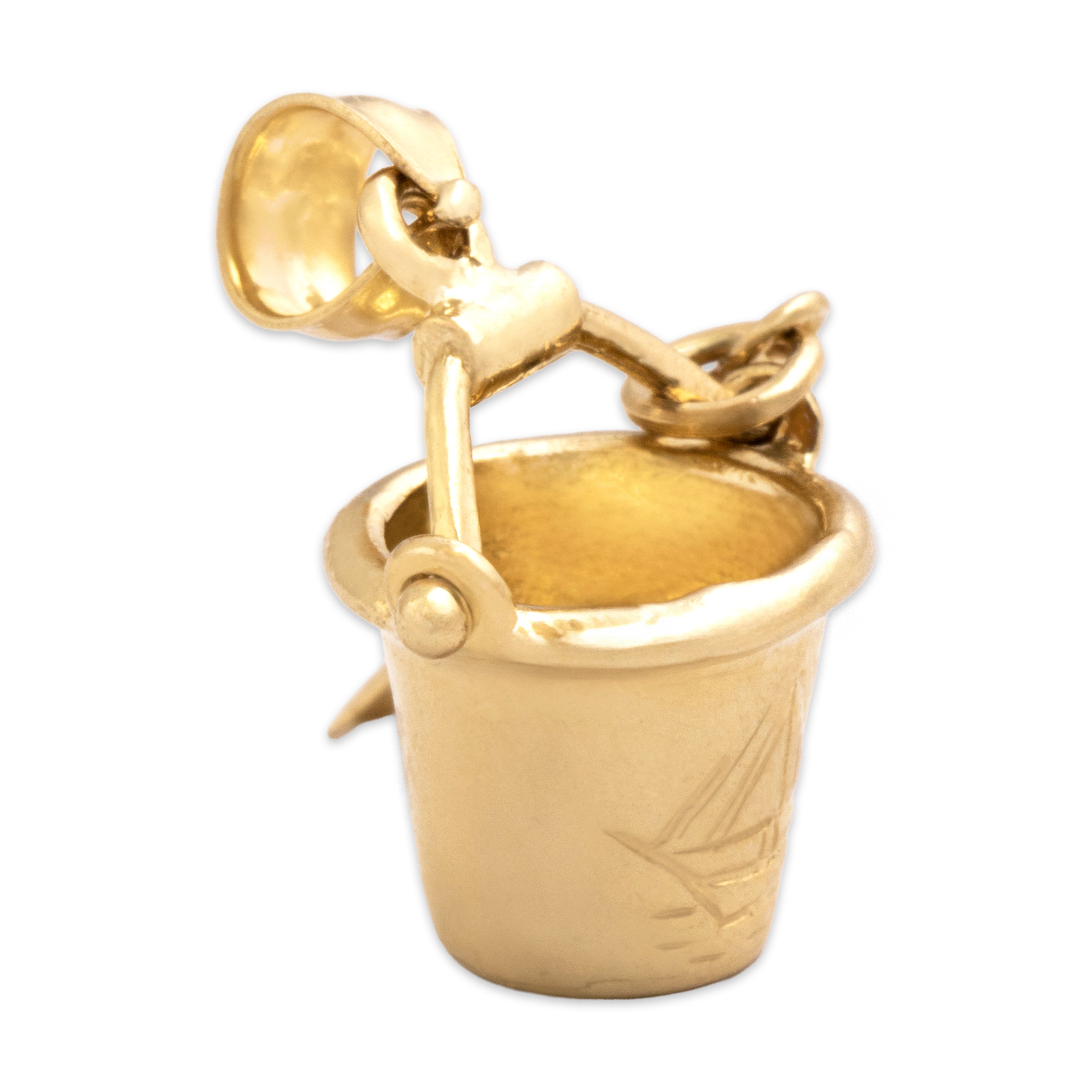 Vintage 14k Yellow Gold Playful Beach Bucket And Pail Charm / Pendant - detail view #3