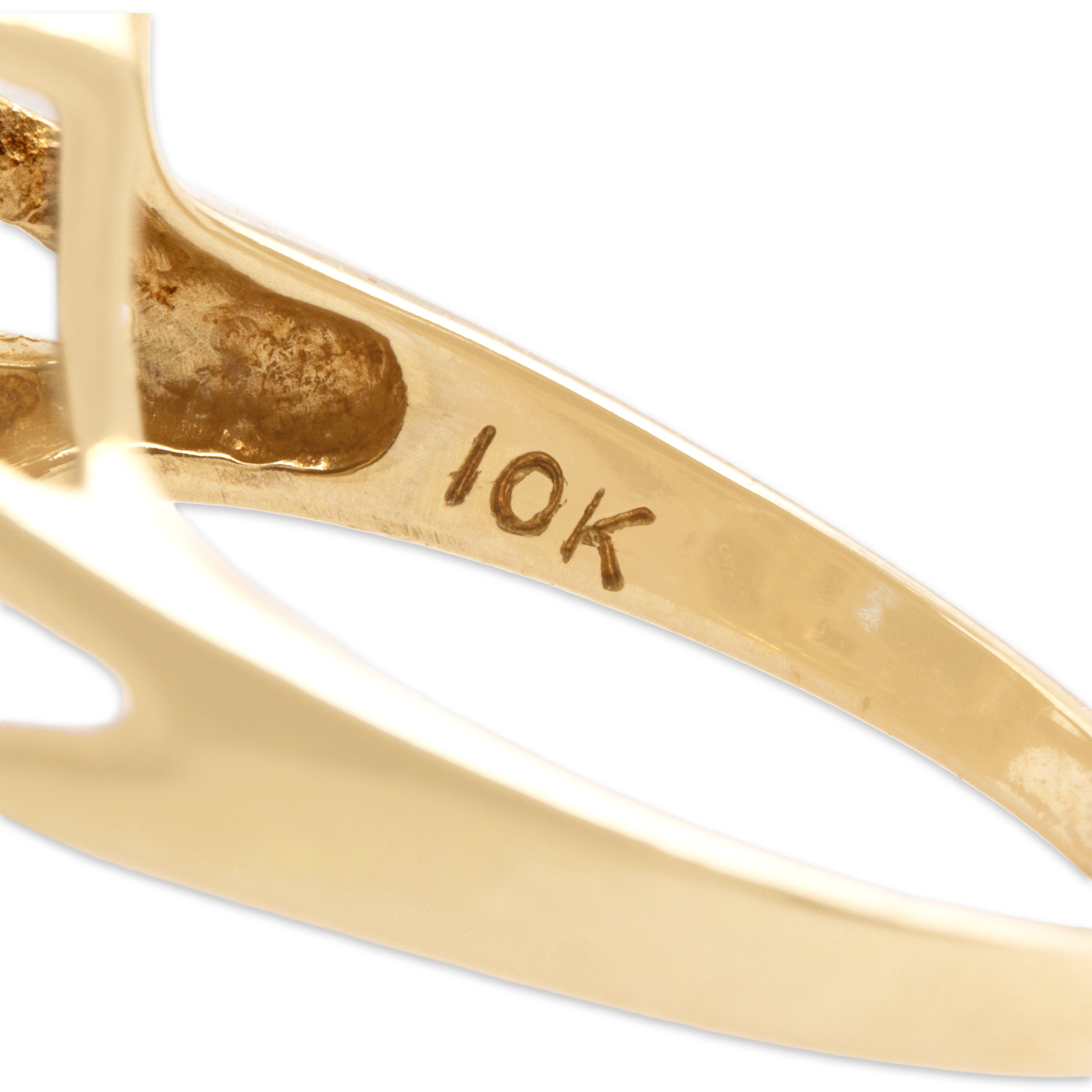 Vintage 10k Yellow Gold 7.77ct Blue Topaz Bright Rope-Framed Cocktail Ring - Hallmark view