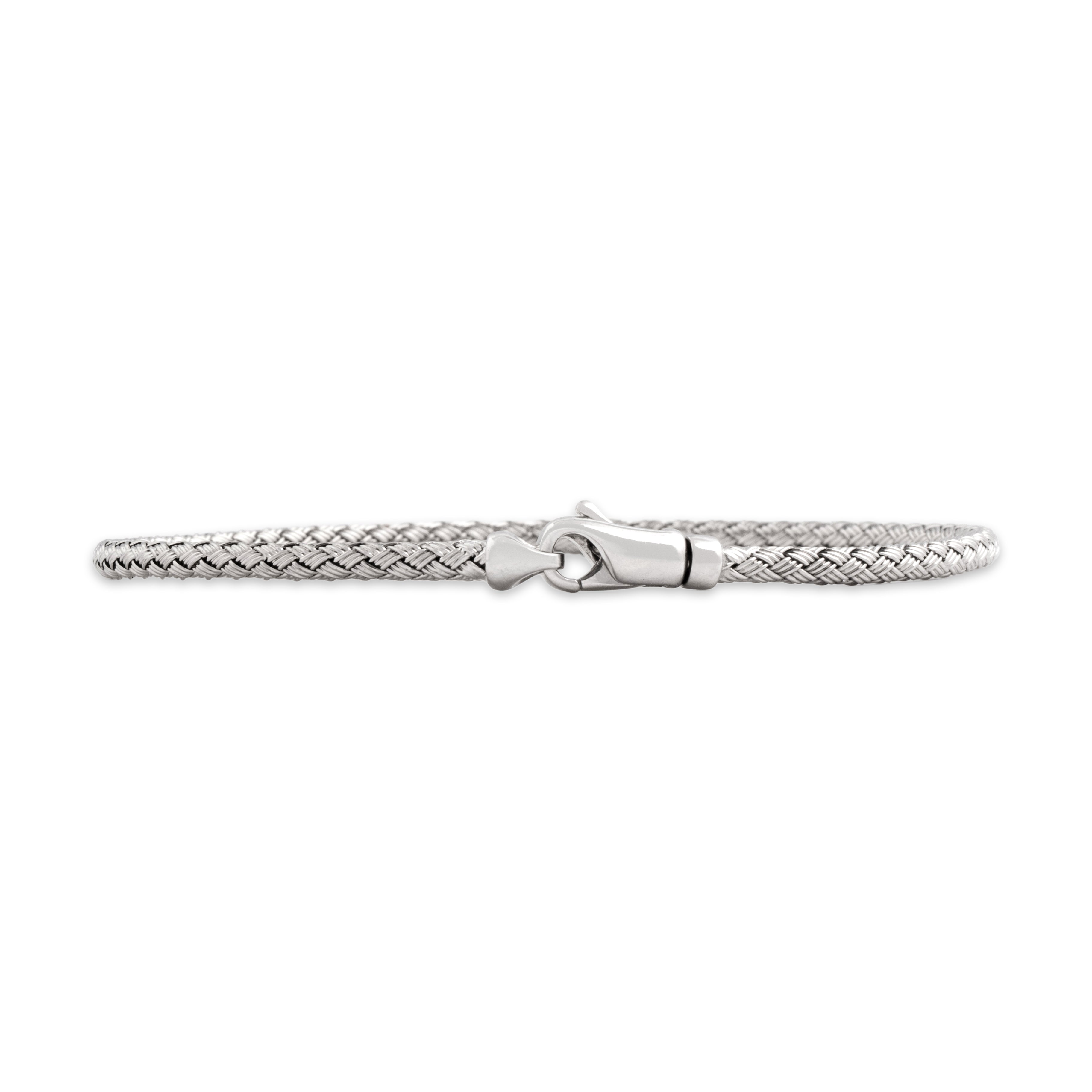 Vintage Italian 14k White Gold Fantastic Rounded Braided Bracelet - Back view