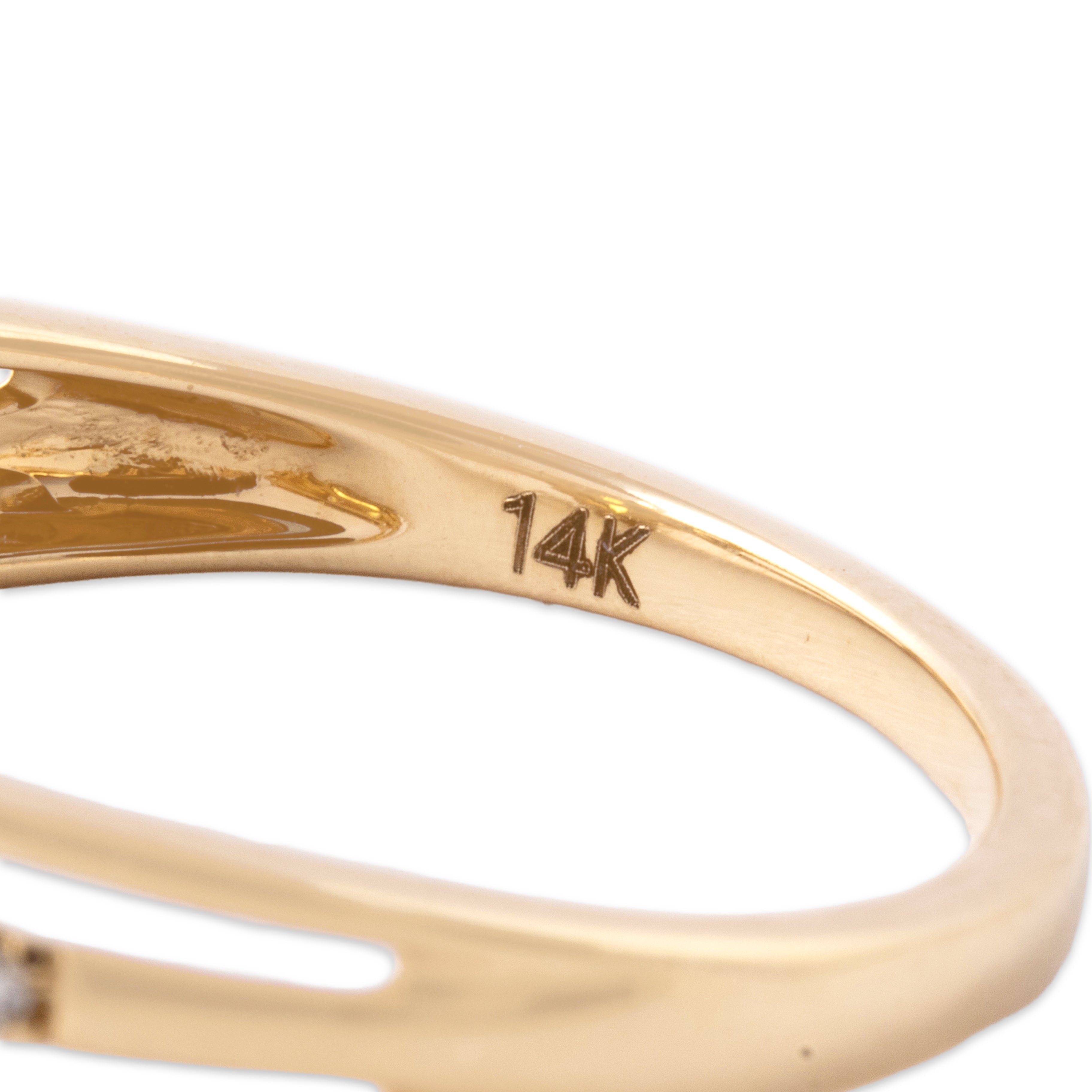 Estate 14k Yellow Gold 1.14ct Sphene Diamond Dimensional Open Shoulder Ring - Hallmark view