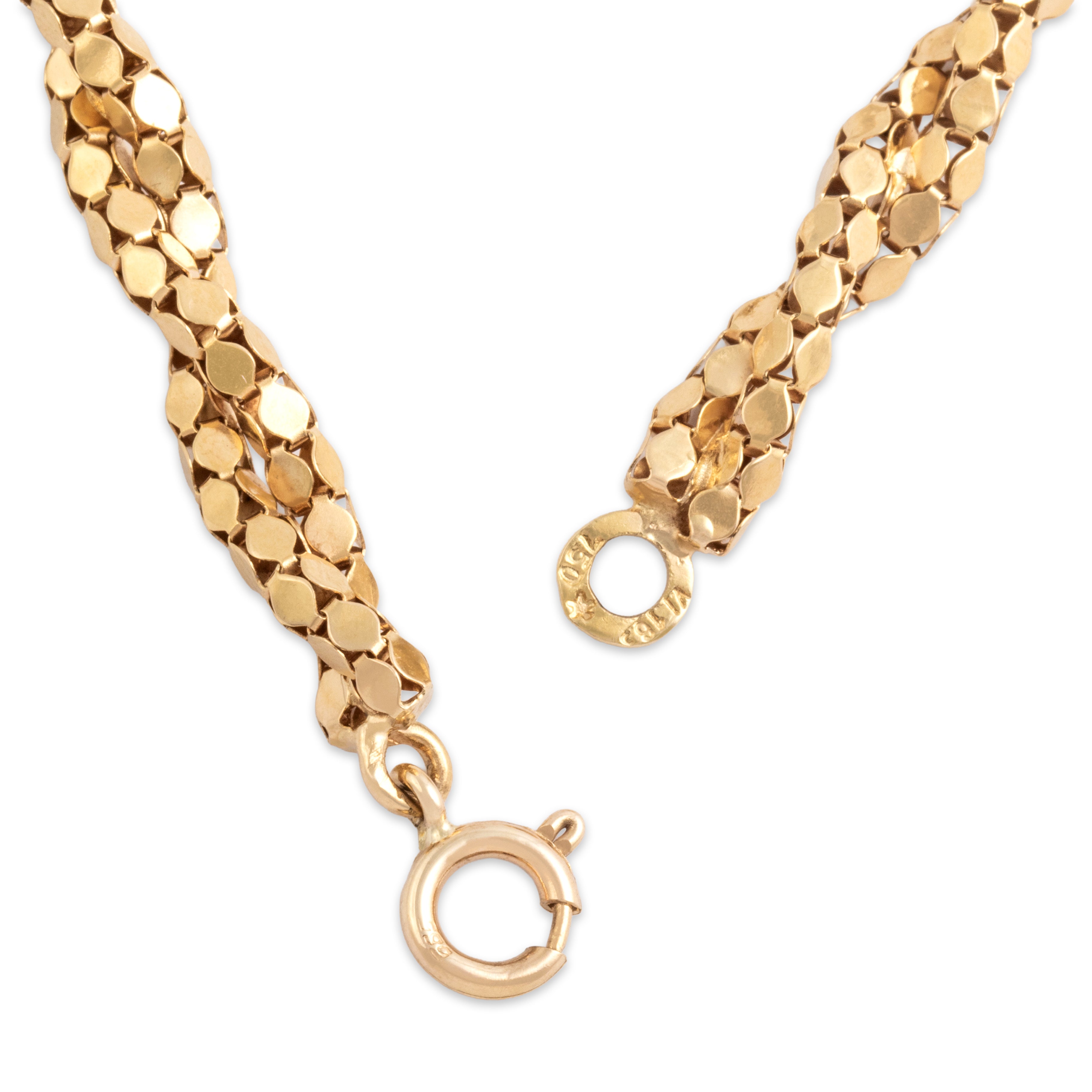 Vintage Italian 18k Yellow Gold Diamond Bold Twin Snake Dimensional Twisting Chain Necklace - clasp view