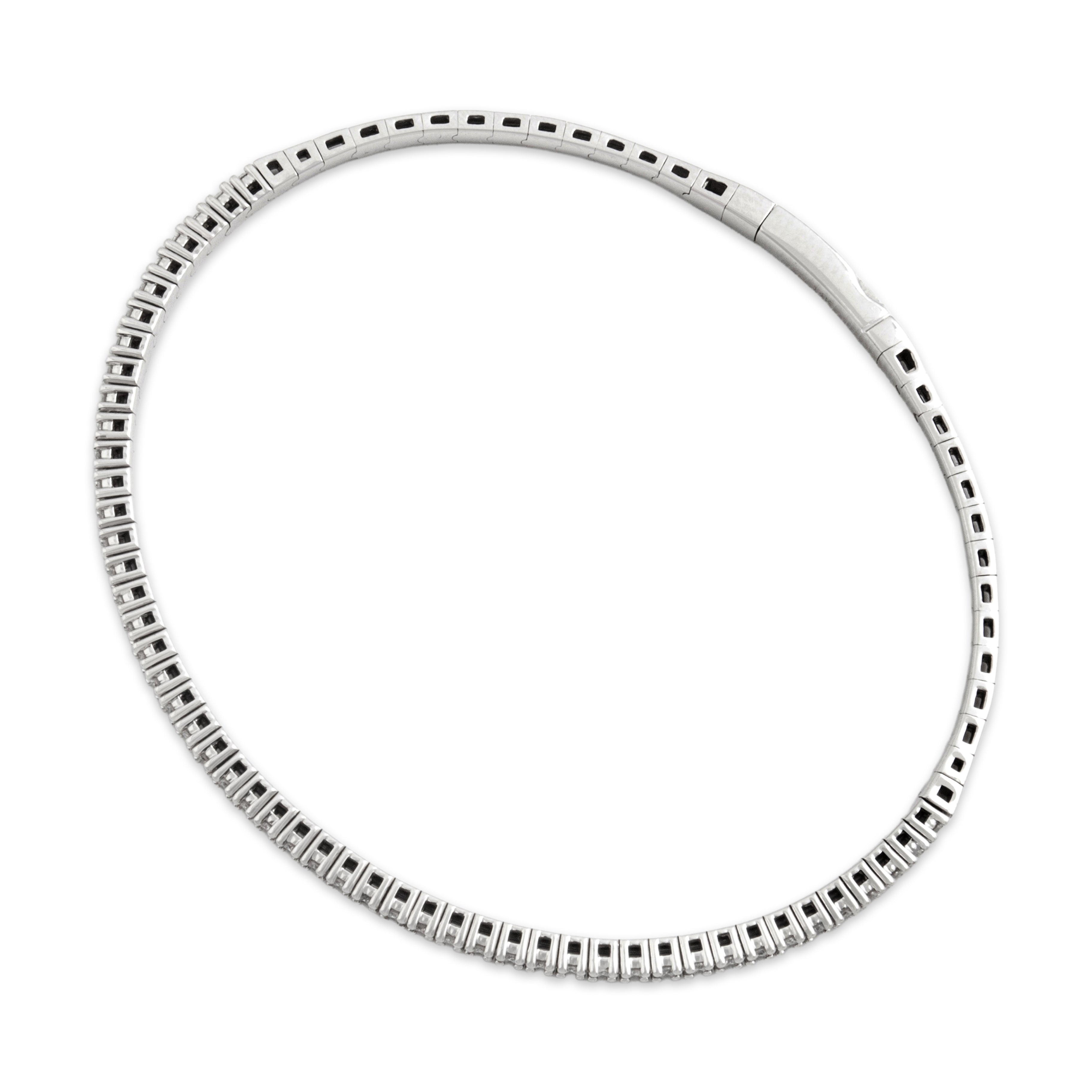 Estate 14k White Gold Diamond Chic Line Bangle Bracelet - Overall view