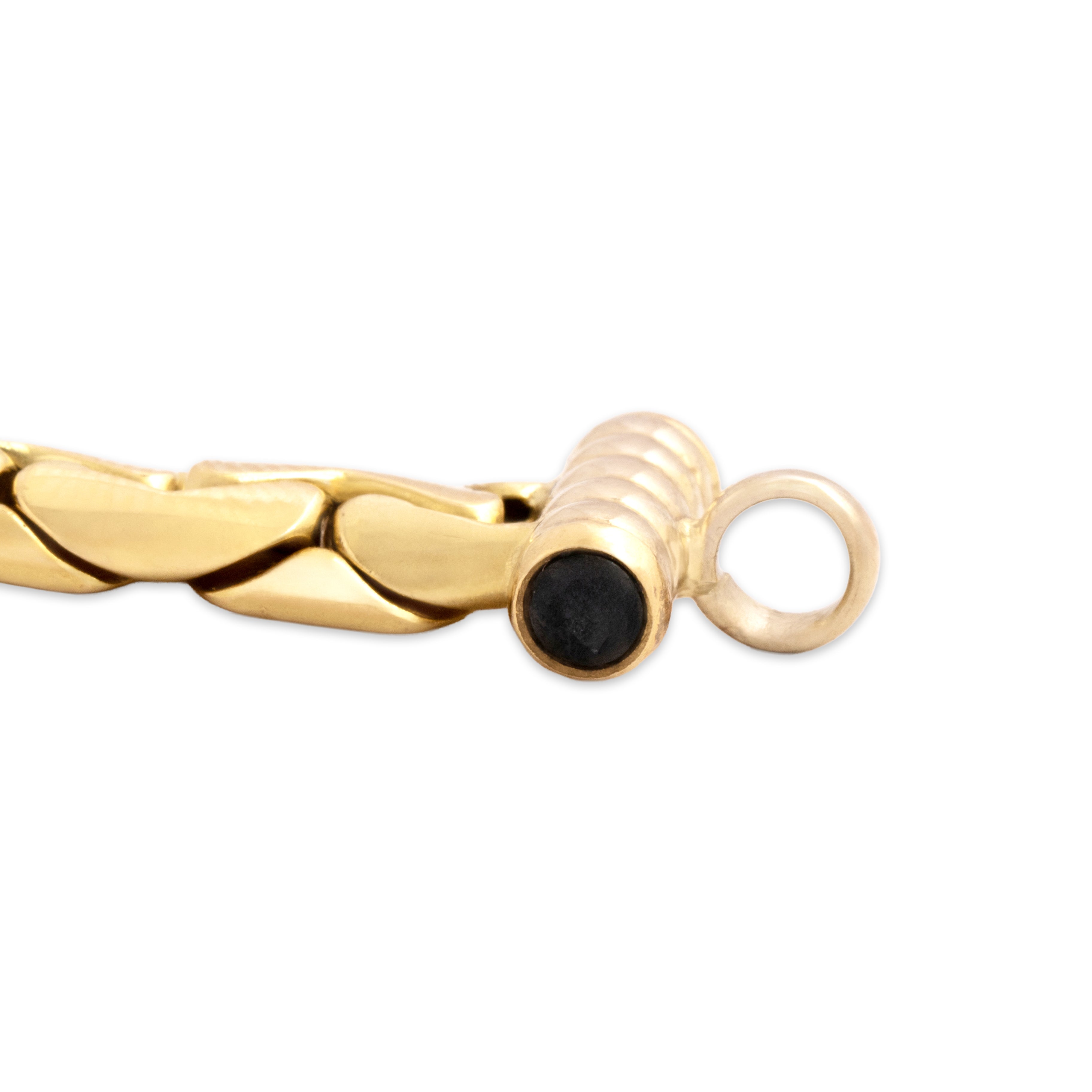 Vintage Italian Heavy 18k Yellow Gold .53cttw Dark Blue Sapphire C-Link Necklace - detail view #2