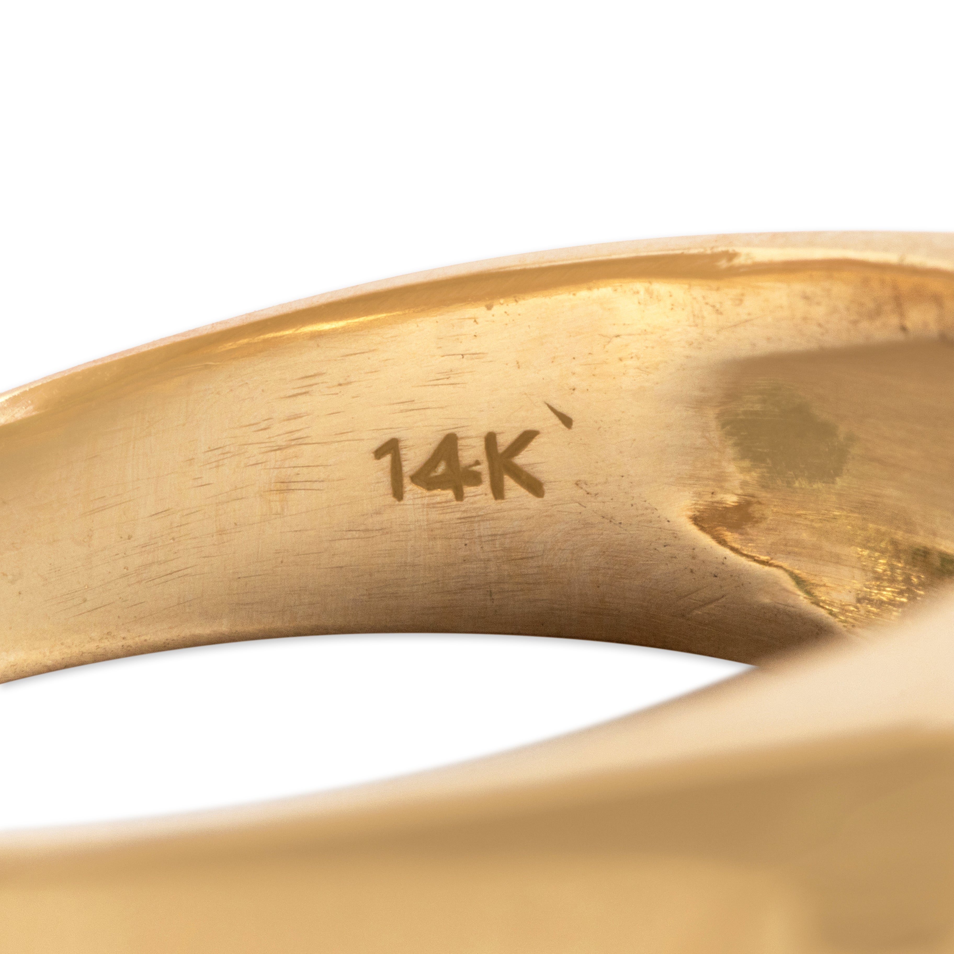 Vintage 14k Yellow Gold 1.46cttw Emerald Bold Inlay Trio Ring - Hallmark view