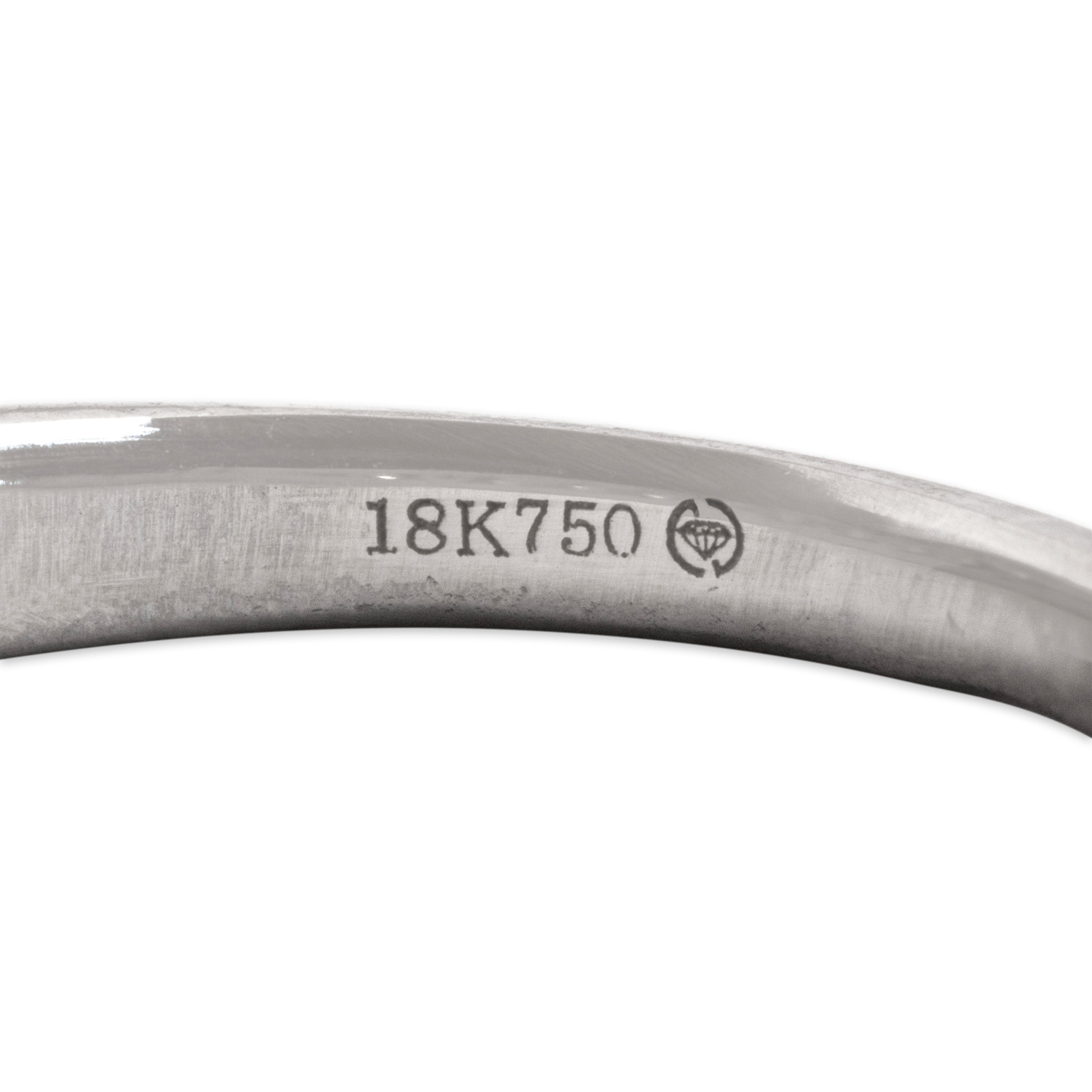 Estate 18k White Gold [Custom Carat] Graduated Sparkling Line Band Ring - Hallmark view