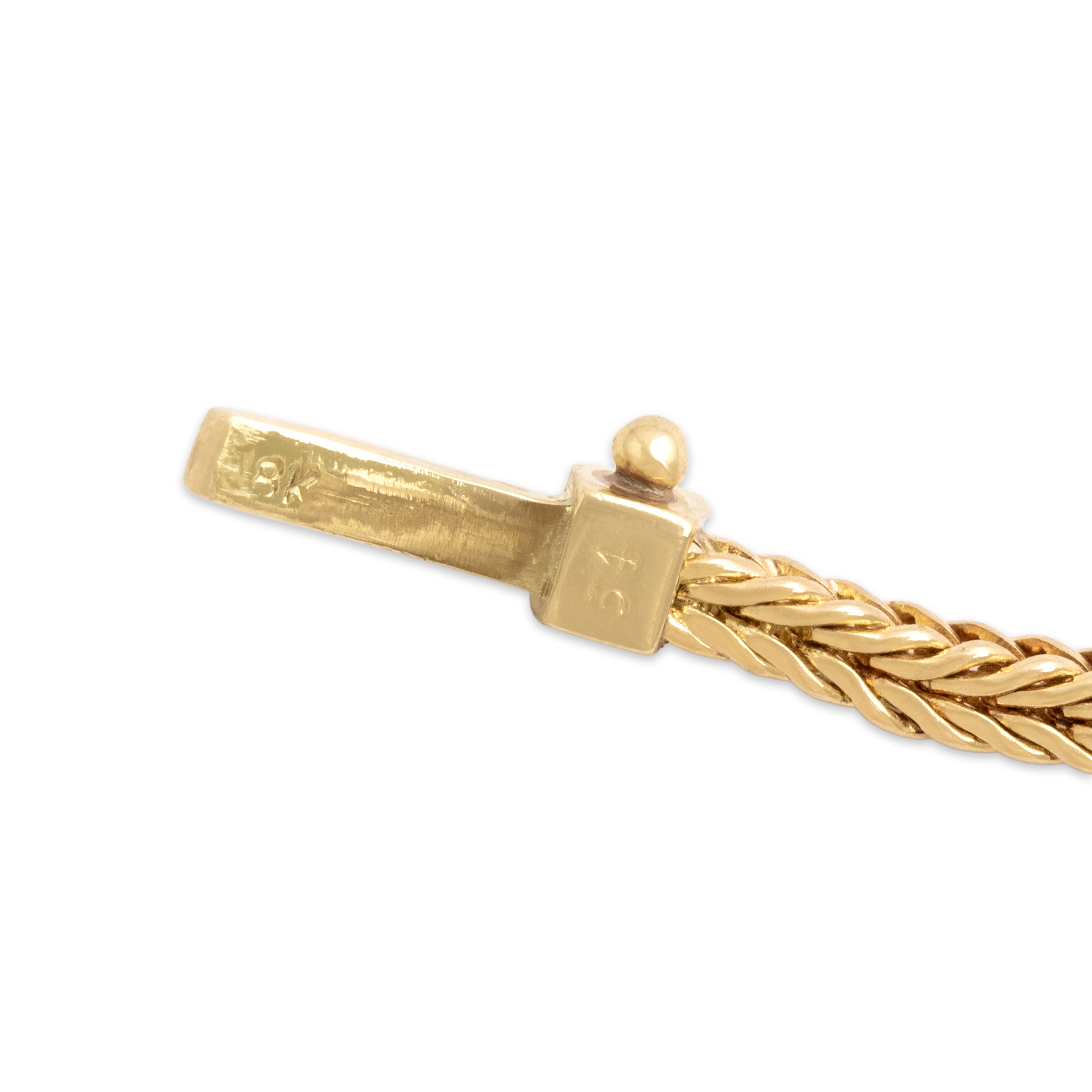 Vintage 18k Yellow Gold .58cttw Blue Sapphire Diamond Sparkling Line Foxtail Link Bracelet - Hallmark view