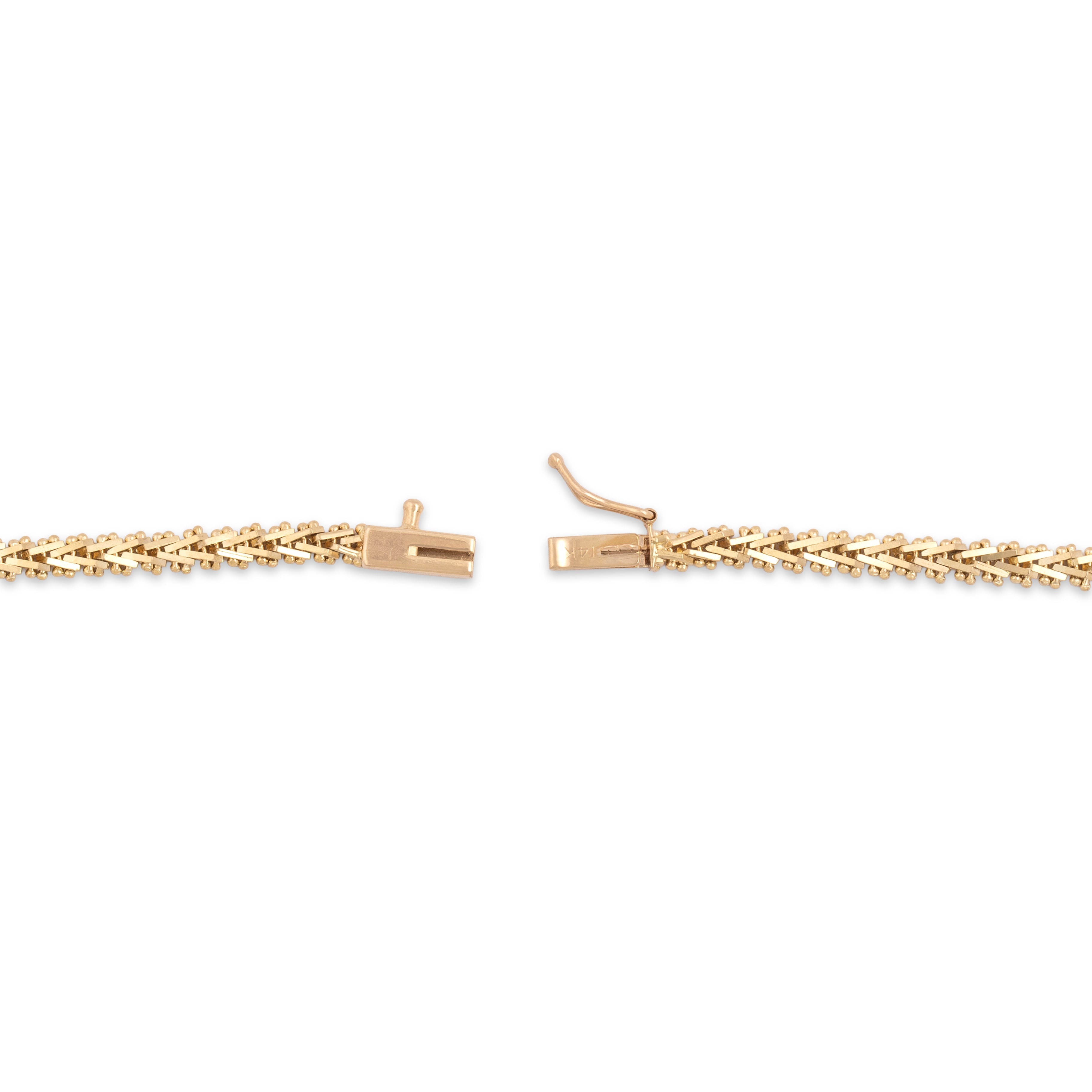 Vintage 14k Yellow Gold Stackable Geometric Link Bracelet - clasp view