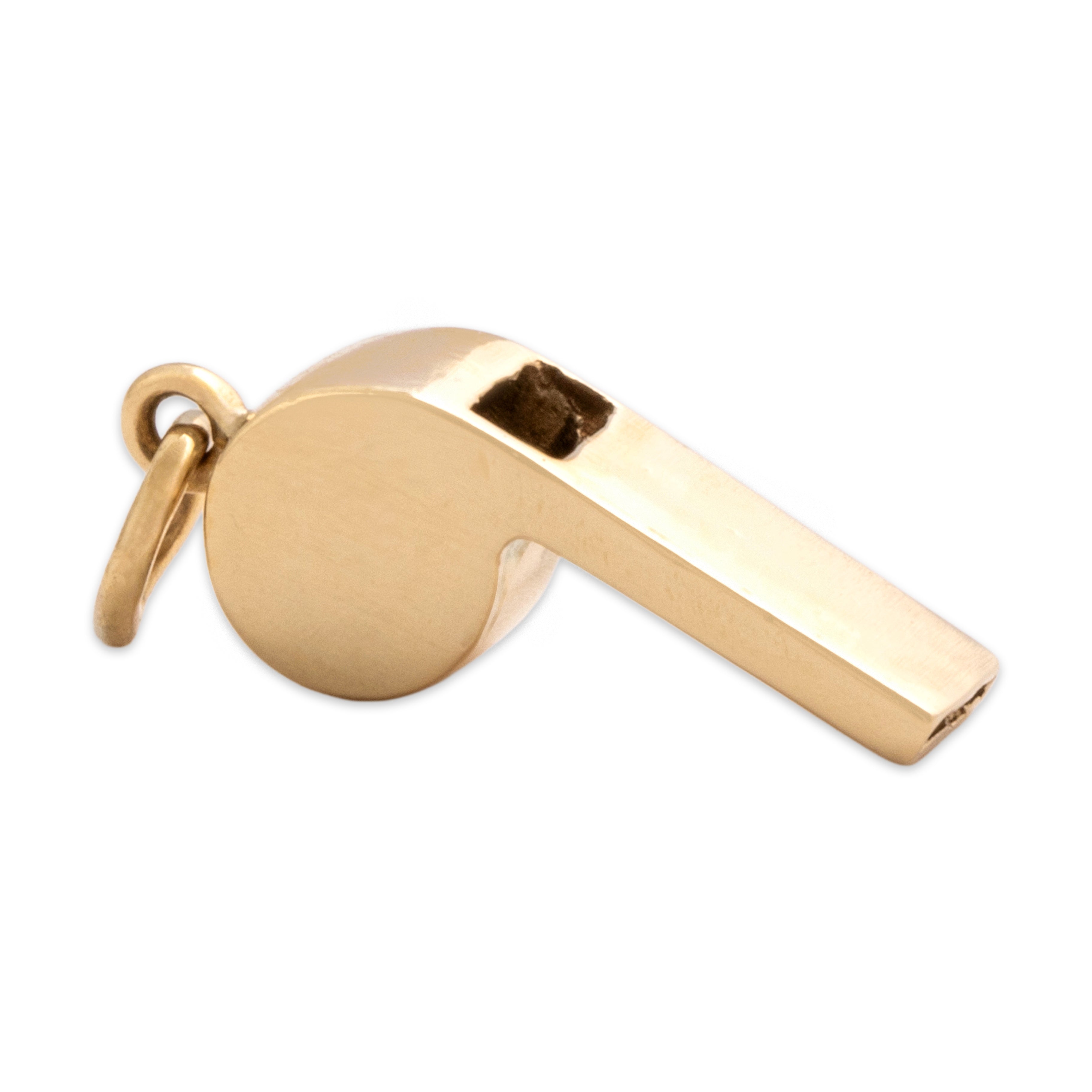 Vintage 14k Yellow Gold Adorable Functioning Whistle Charm / Pendant - detail view #3