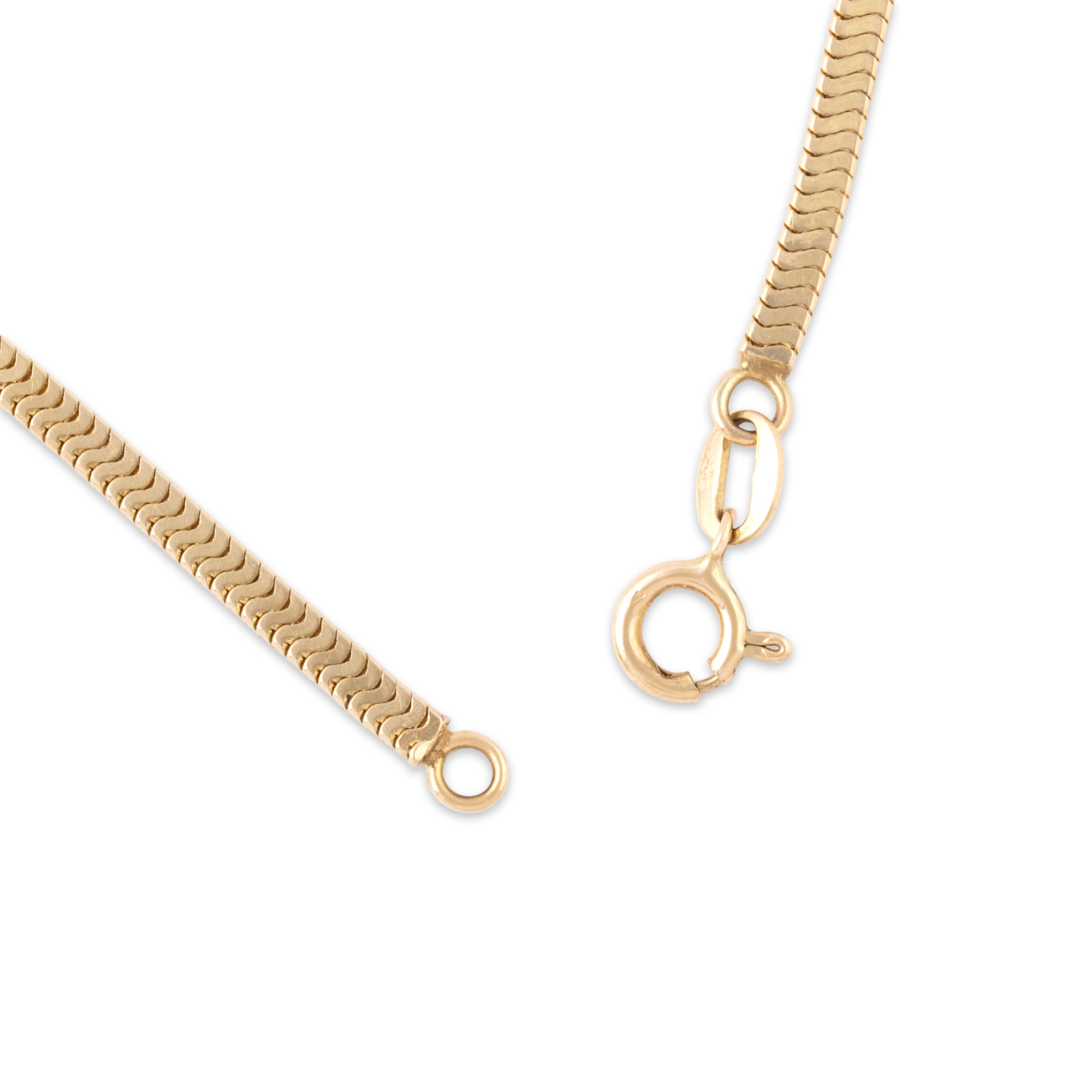 Vintage Substantial 14k Yellow Gold 2mm Squared Snake Chain - clasp view