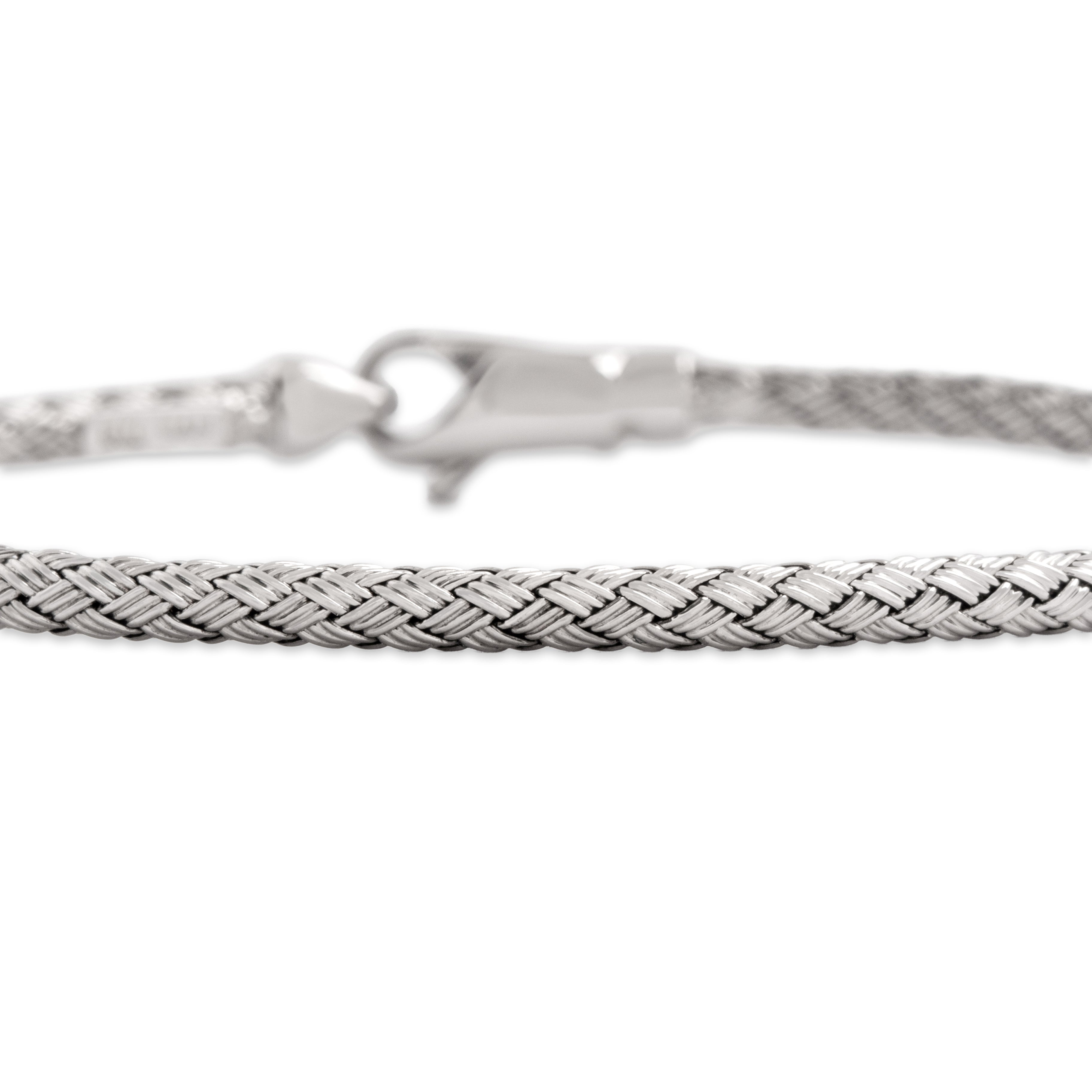 Vintage Italian 14k White Gold Fantastic Rounded Braided Bracelet - detail view #1
