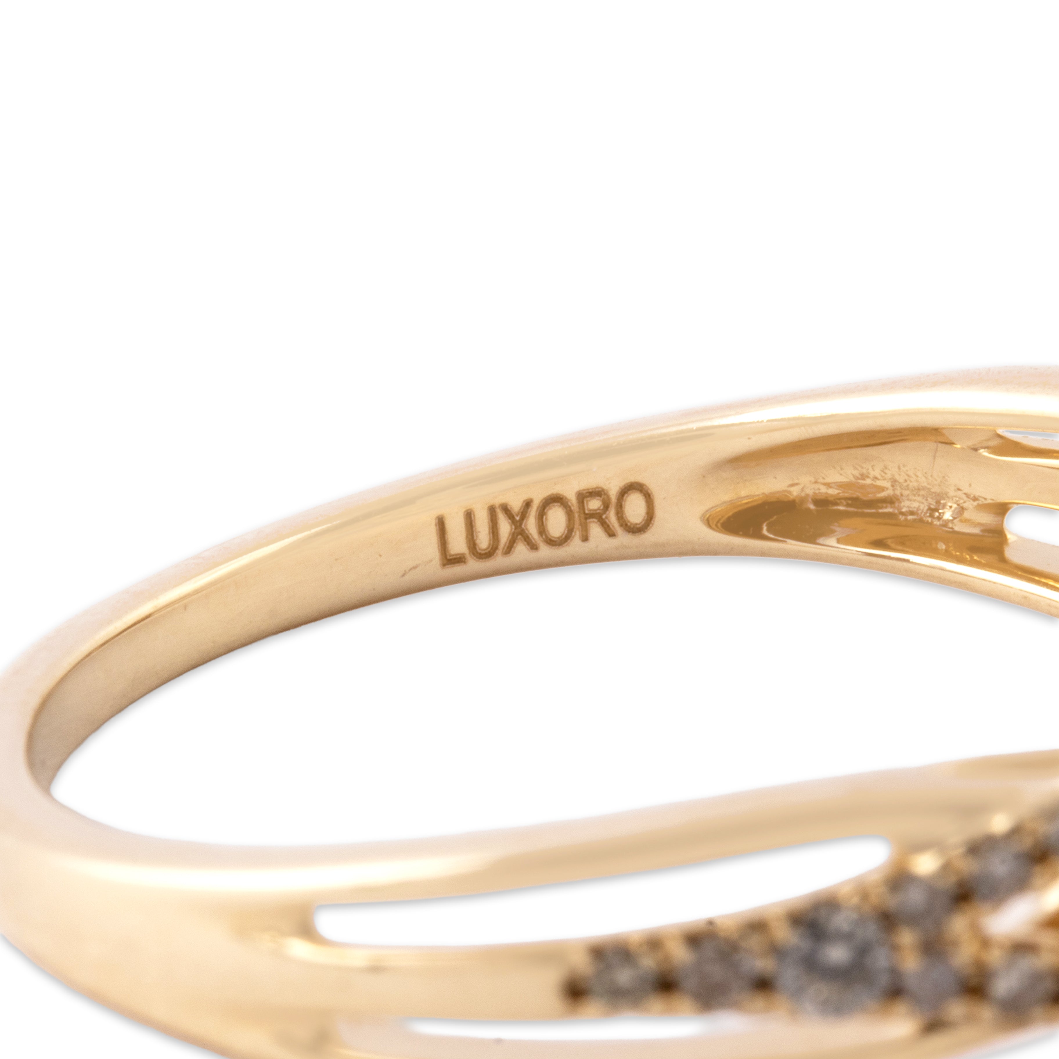Estate 14k Yellow Gold 1.14ct Sphene Diamond Dimensional Open Shoulder Ring - Hallmark view
