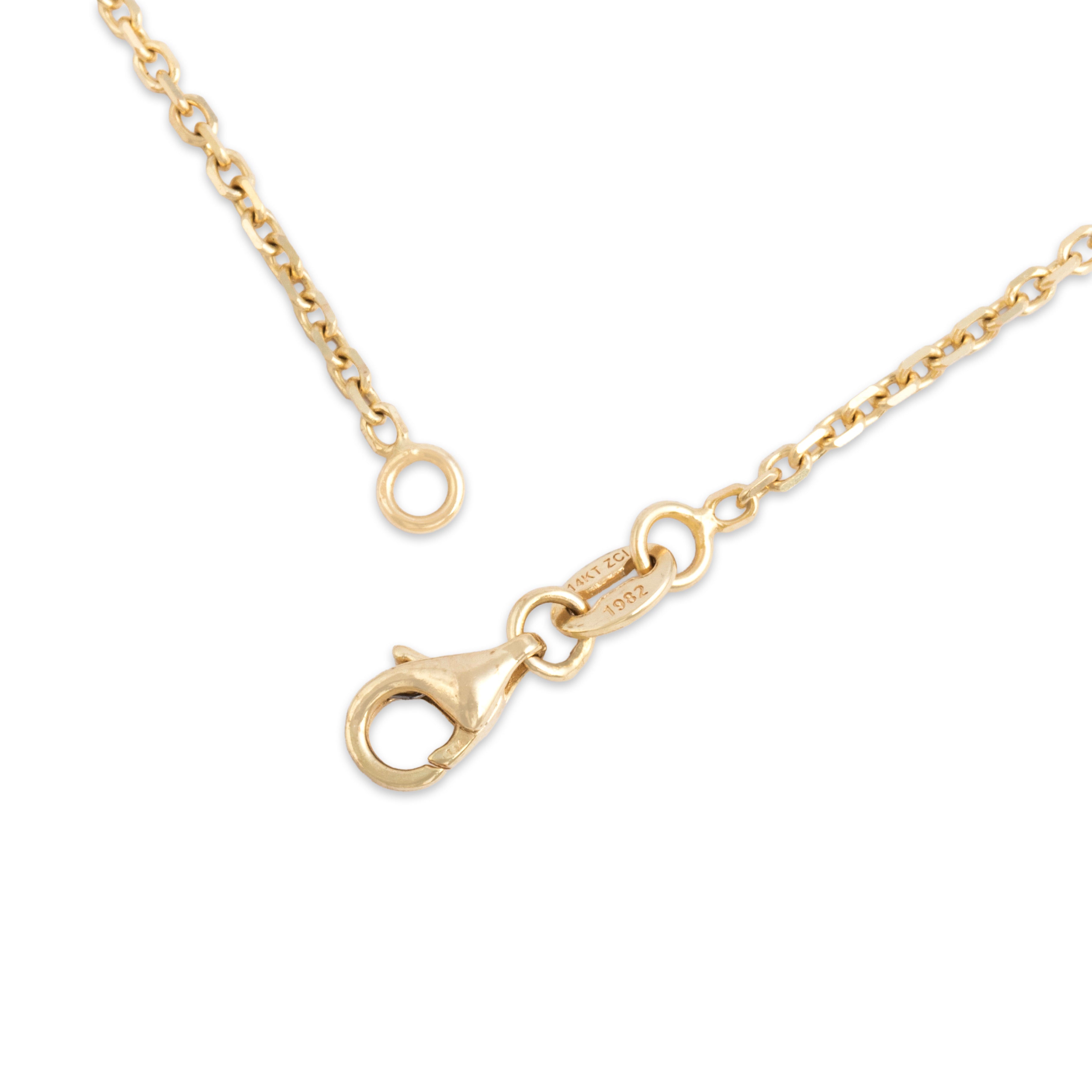 Vintage 14k Yellow Gold 1.61cttw Blue Sapphire Diamond Chic East-West Trio Necklace - clasp view