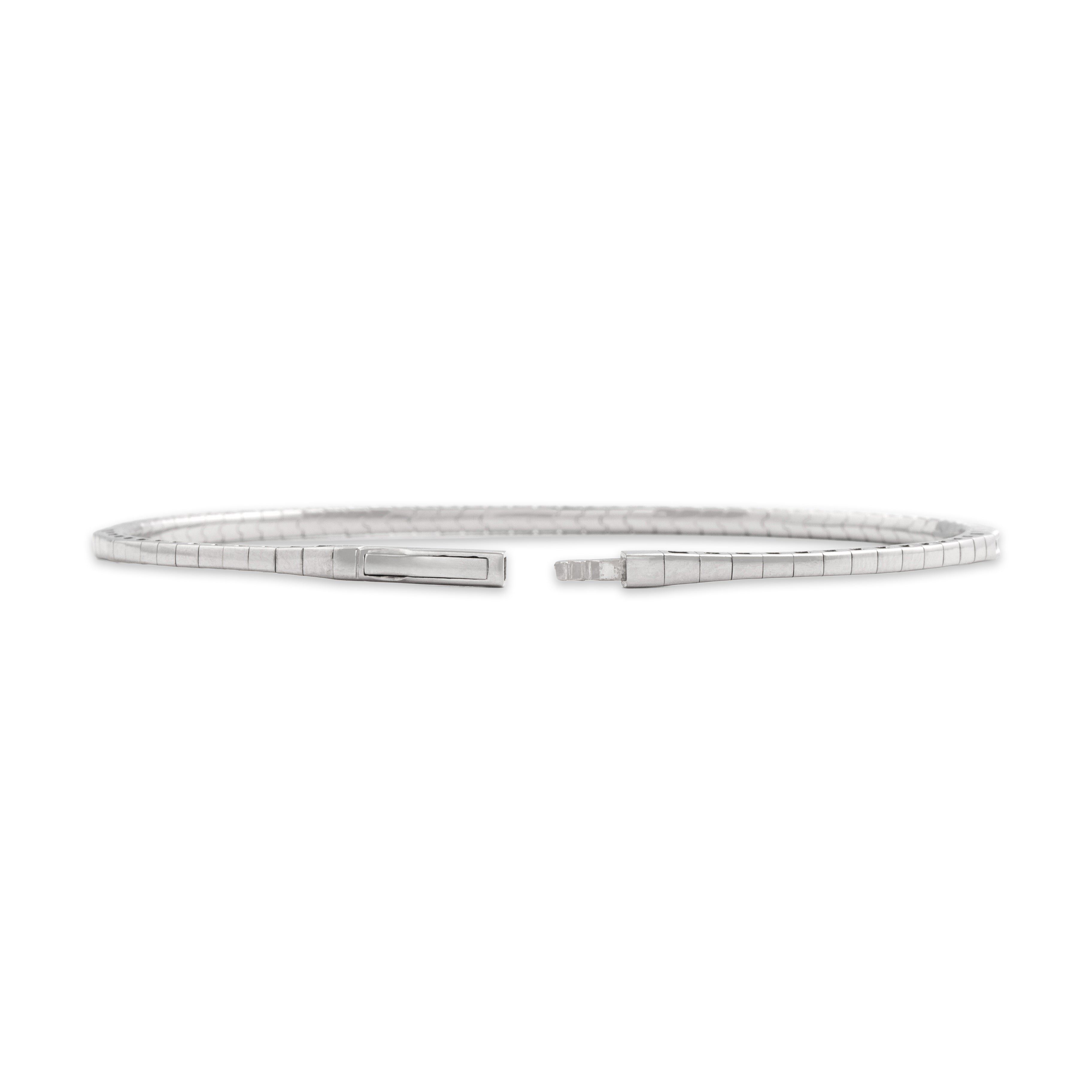 Estate 14k White Gold Diamond Chic Line Bangle Bracelet - clasp view