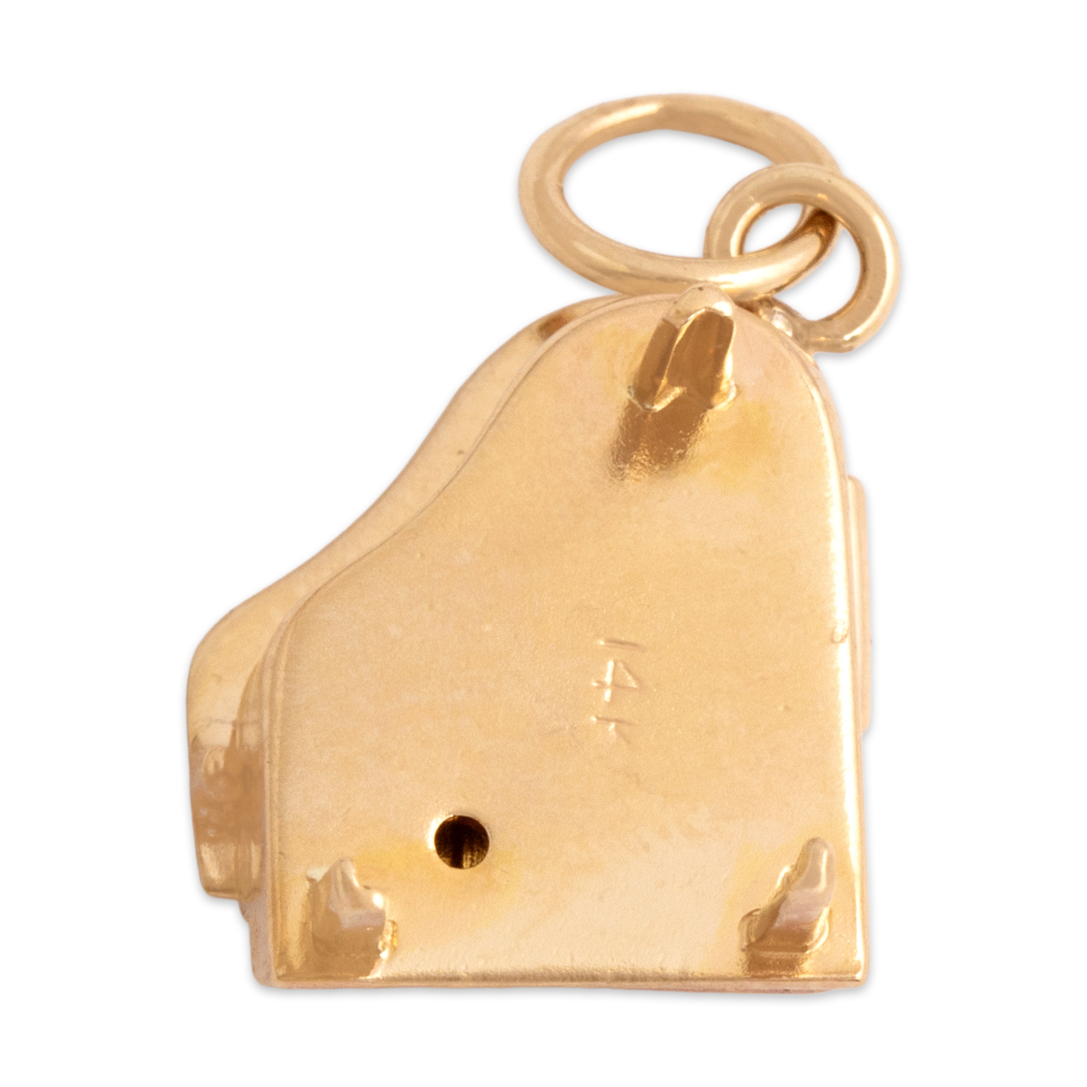 Vintage 14k Yellow Gold Articulated Grand Piano Charm / Pendant - Back view