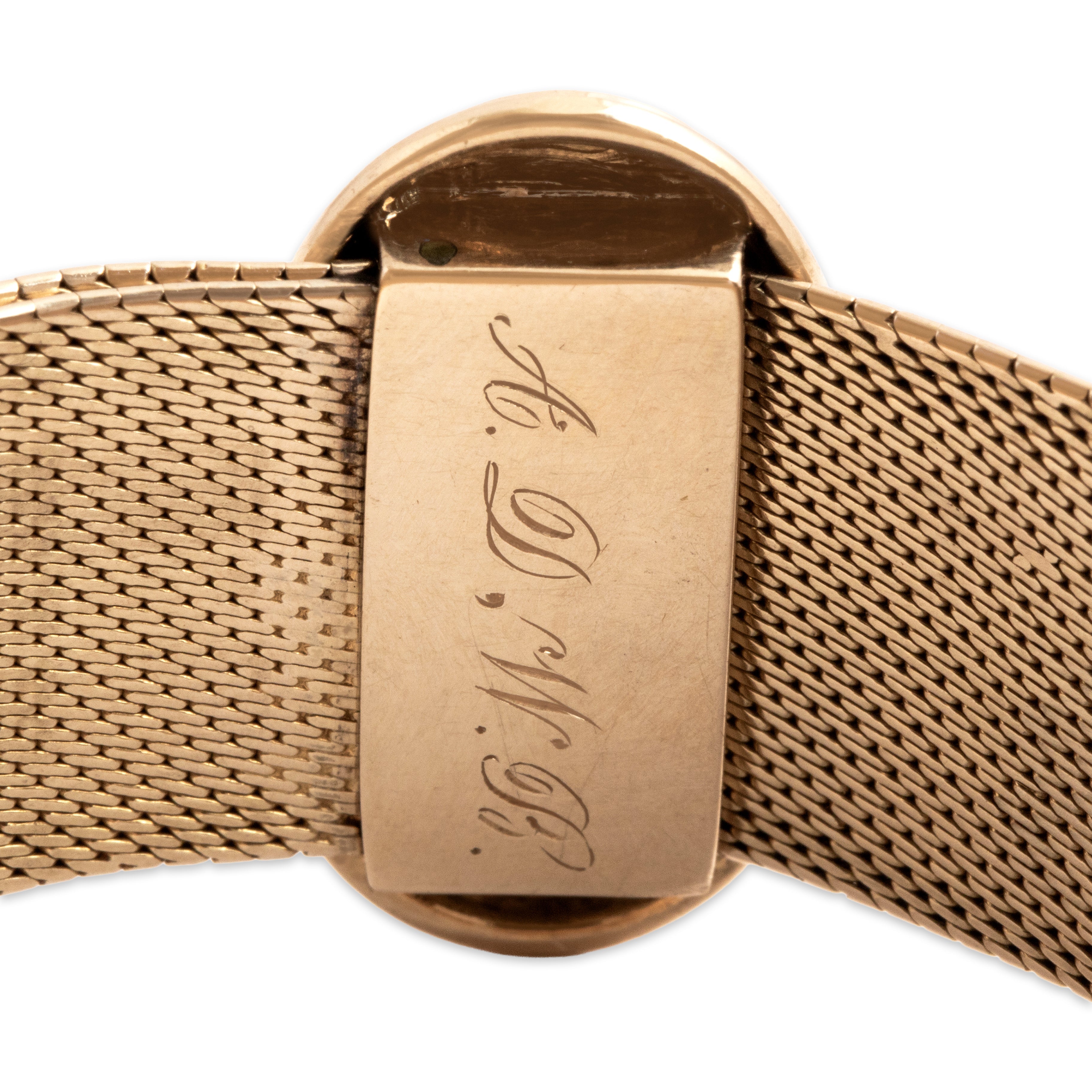 Antique Victorian Substantial 14k Yellow Gold Fantastic Hand-Engraved Slide Mesh Chain Fringe Adjustable Bracelet - Hallmark view