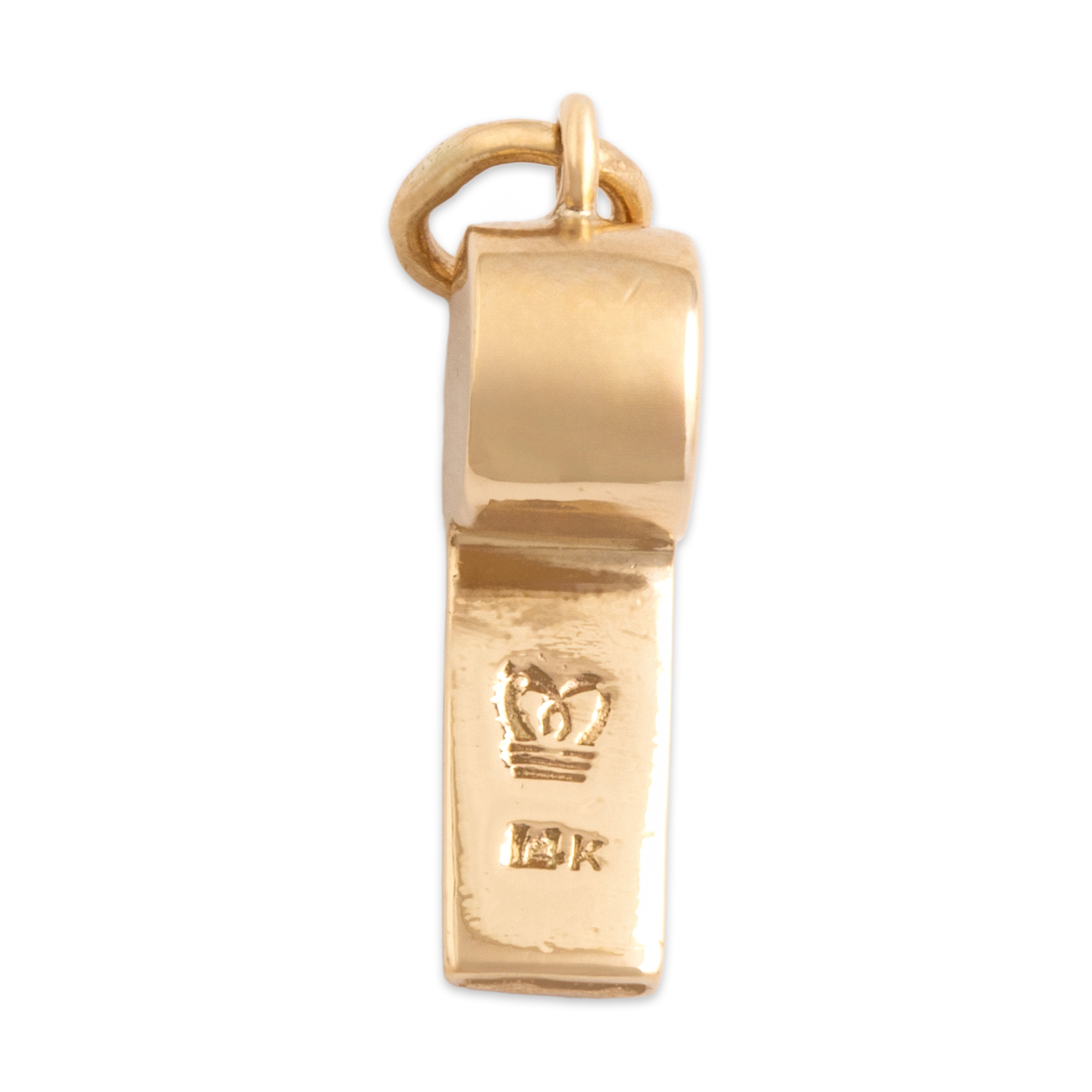 Vintage 14k Yellow Gold Adorable Functioning Whistle Charm / Pendant - Hallmark view