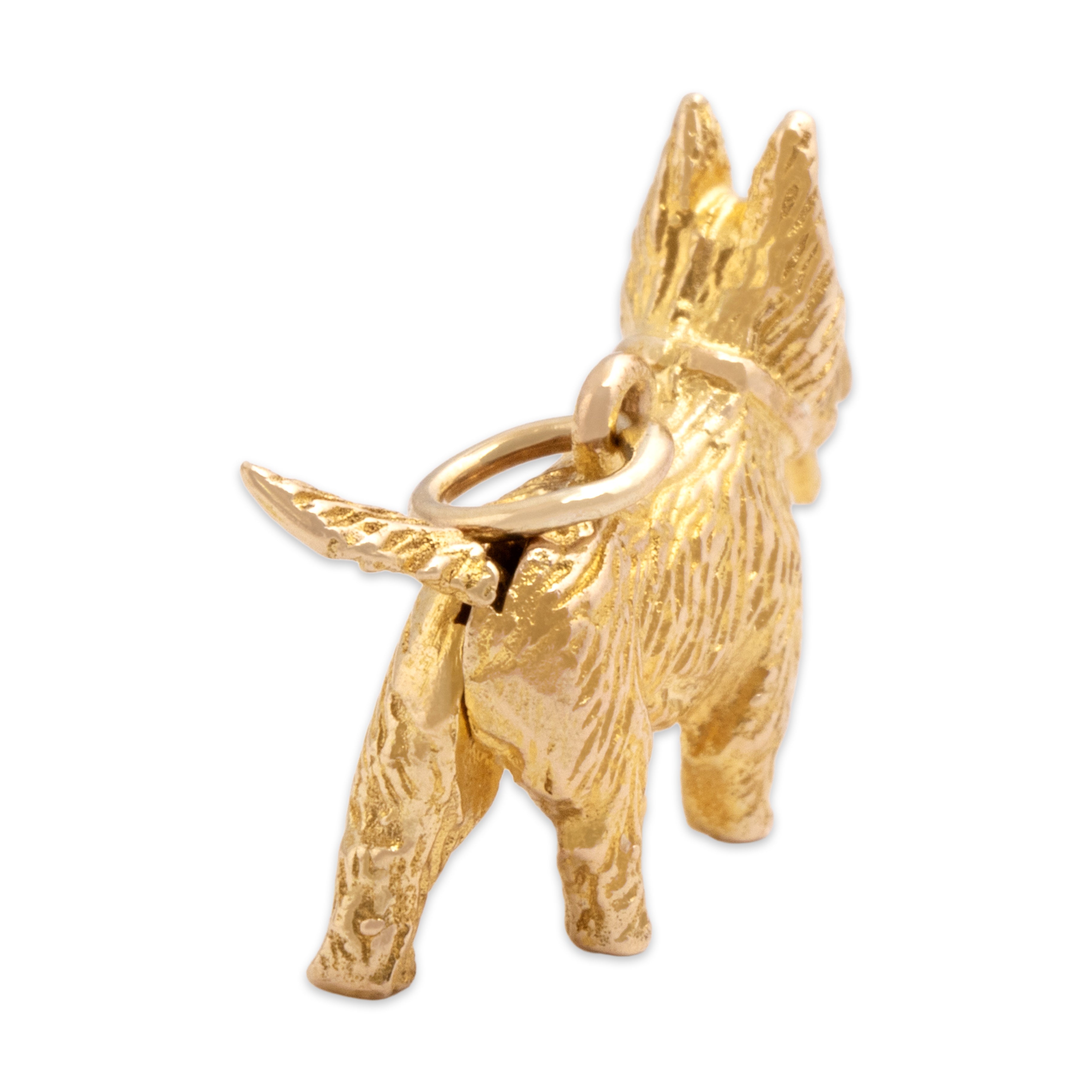 Vintage English 9k Yellow Gold Cheeky Wagging Puppy Charm / Pendant - detail view #2