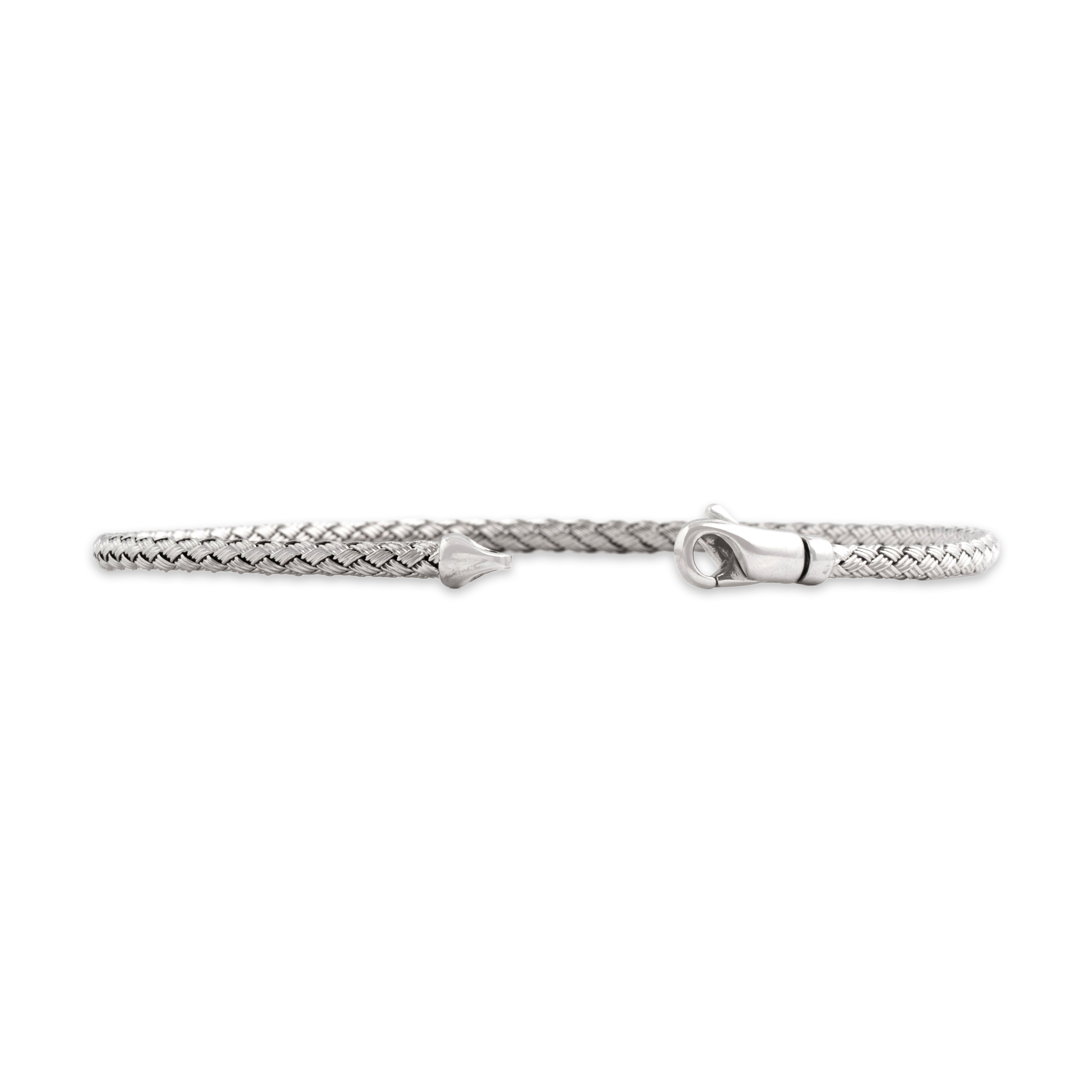 Vintage Italian 14k White Gold Fantastic Rounded Braided Bracelet - clasp view
