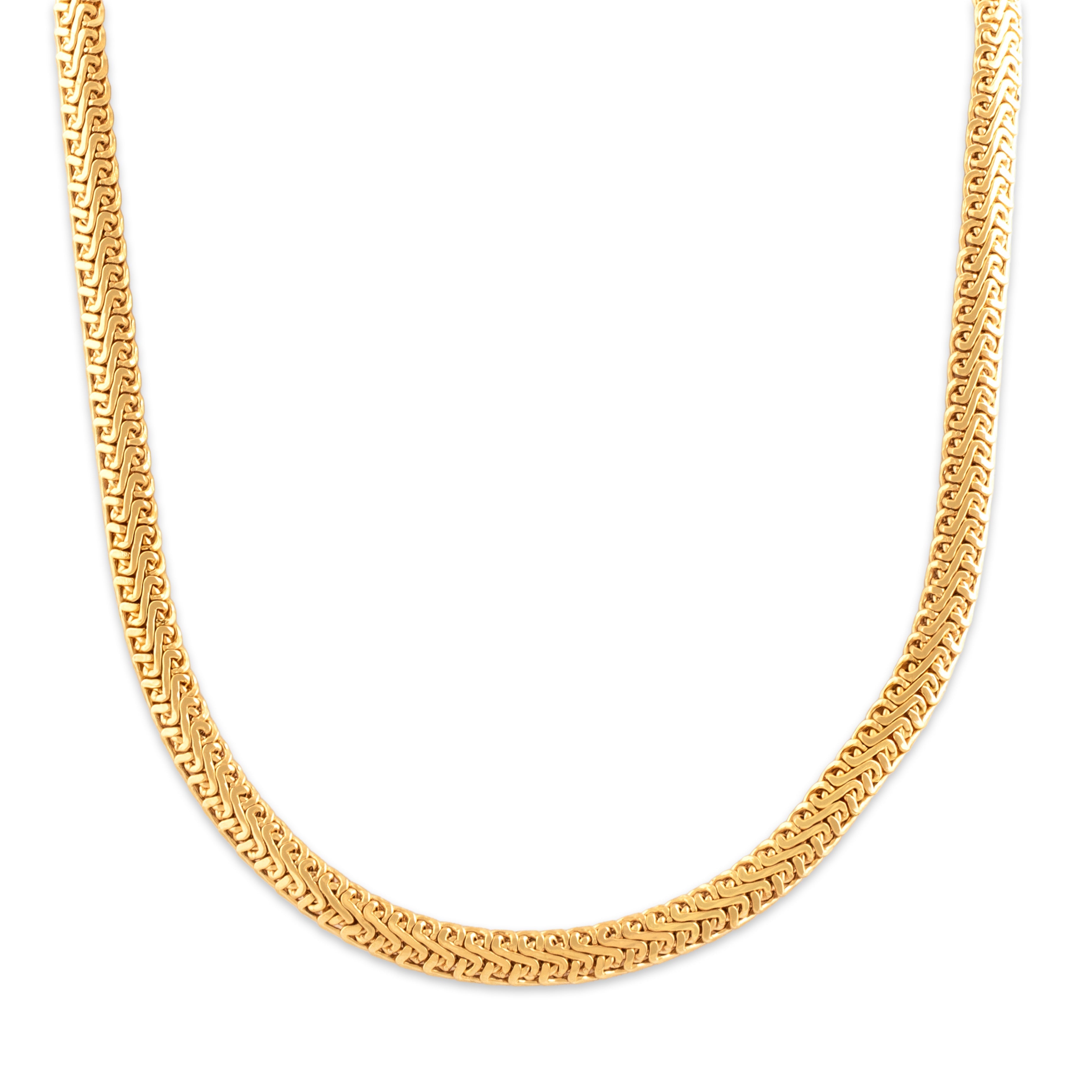Vintage Italian 18k Yellow & White Gold Dual Opening Flat Artistic Link Necklace - detail view #3