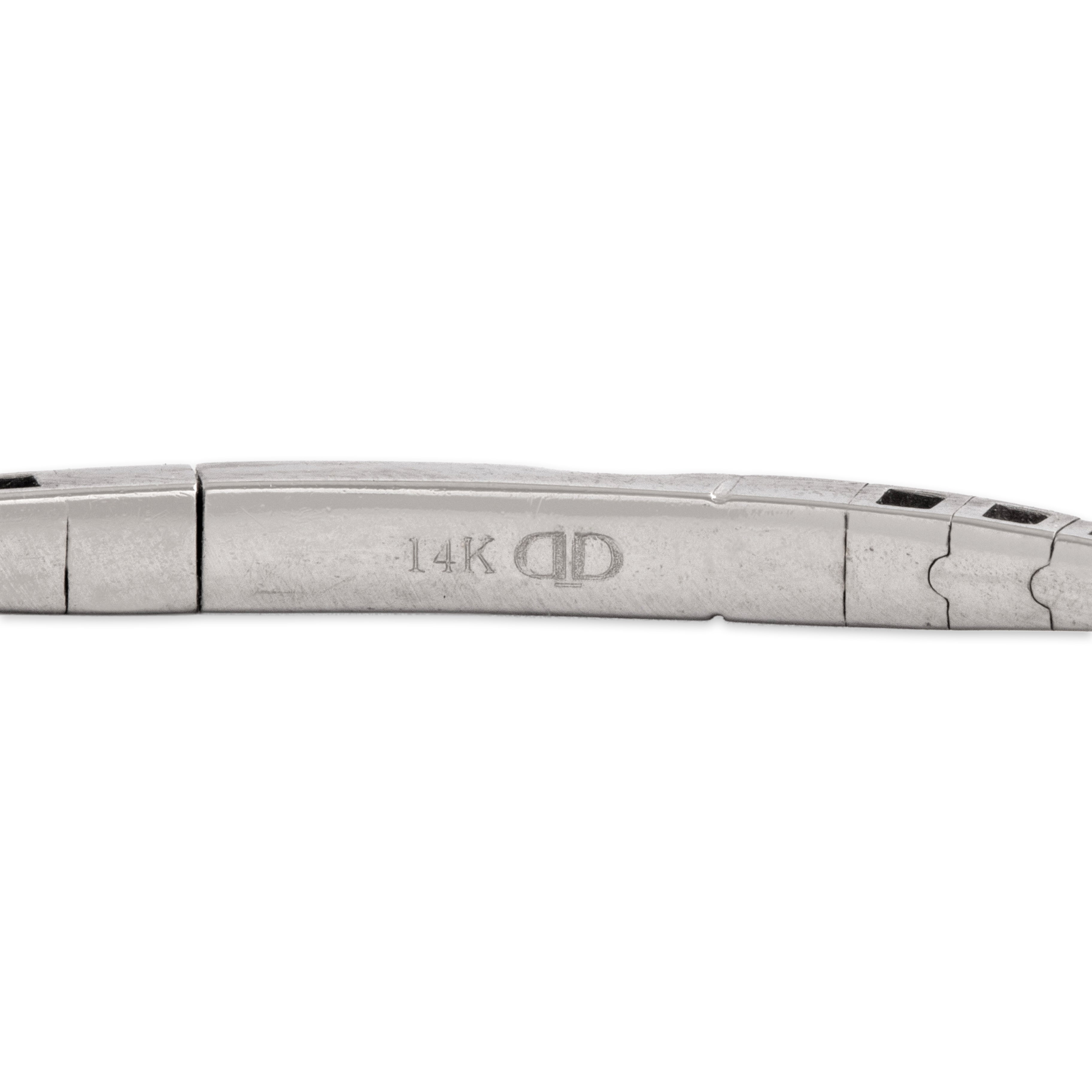 Estate 14k White Gold Diamond Flexible Dotted Tennis Bangle Bracelet - Hallmark view