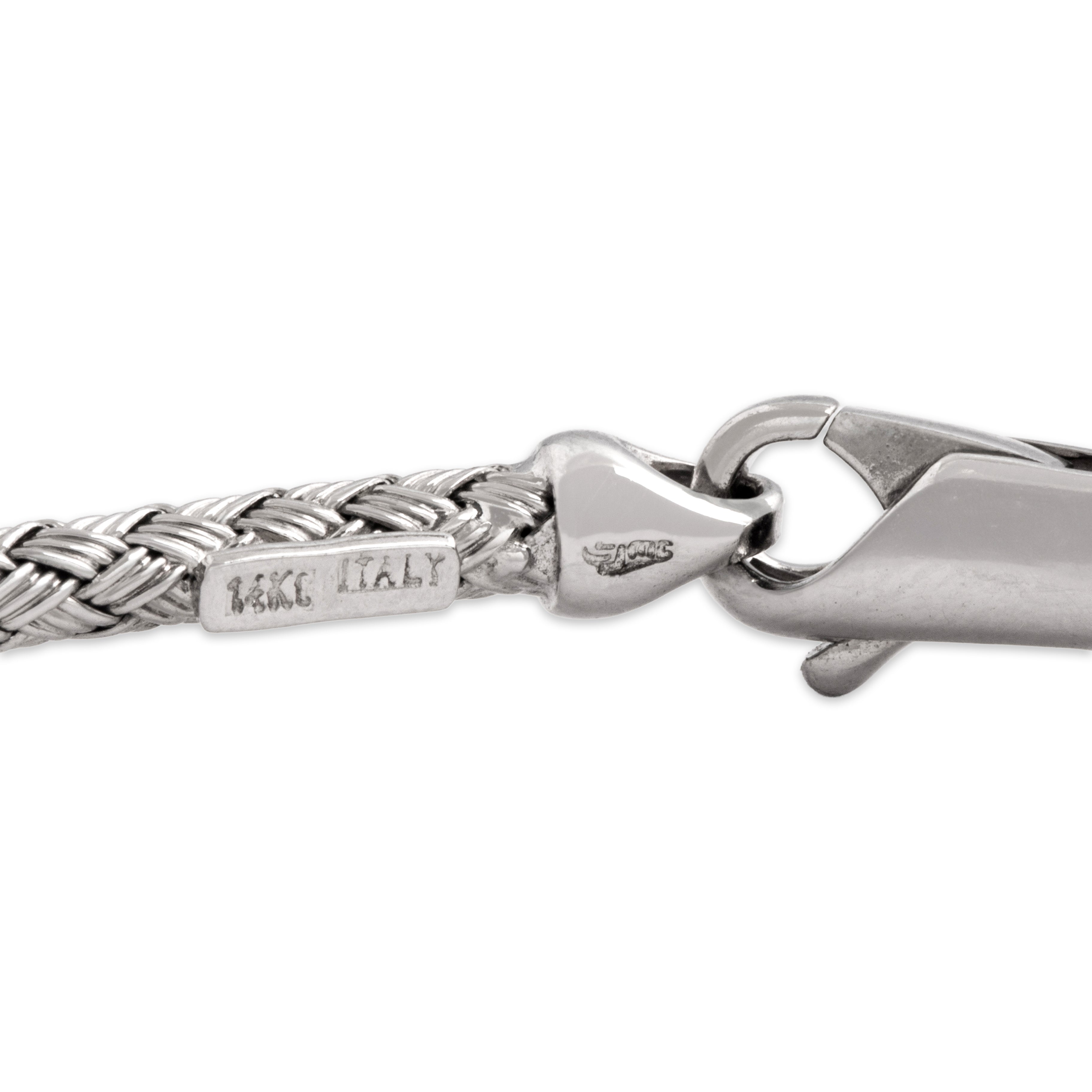 Vintage Italian 14k White Gold Fantastic Rounded Braided Bracelet - clasp view